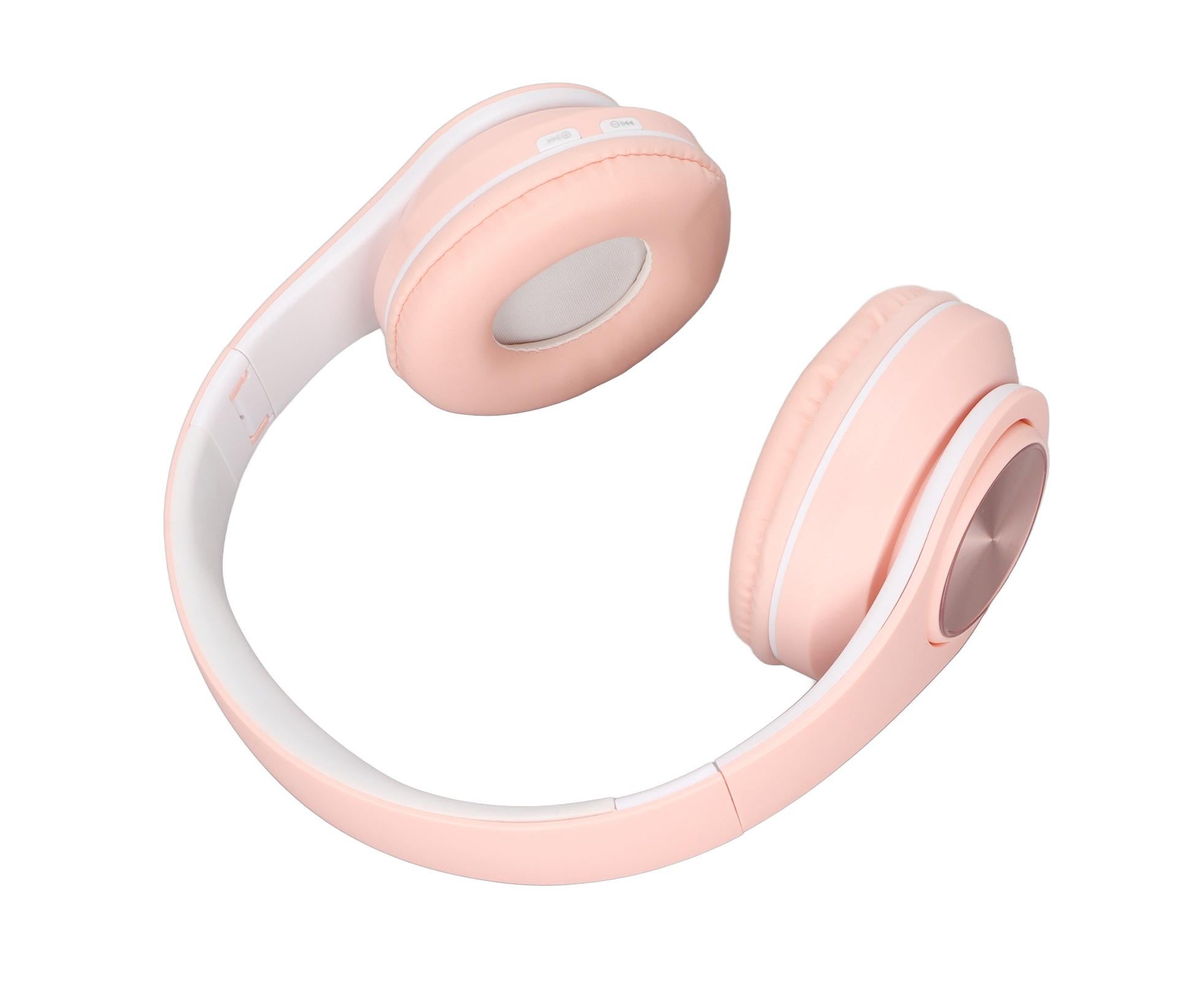 Bluetooth Headset Noise Reduction Foldable Over Ear Wireless Headphone with Colorful Light for Phone Laptop Pink - Image 5