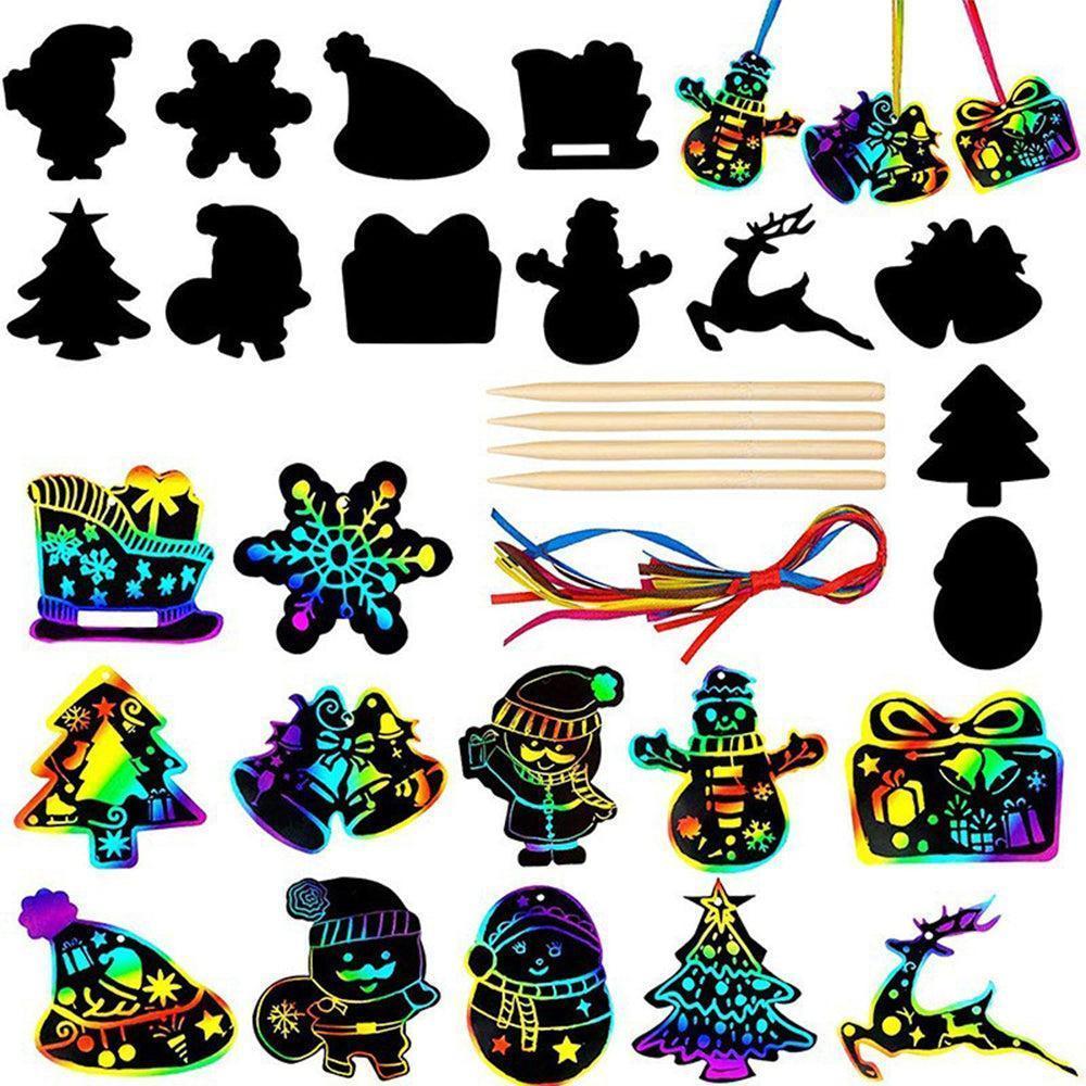 Rainbow Scratch Art Kit Christmas Scratch Off Cards Paper Set - Image 1
