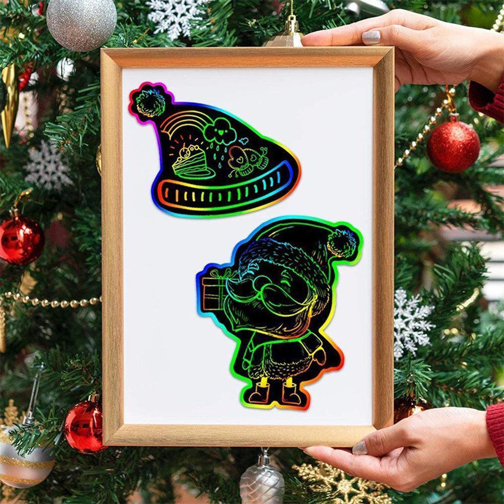 Rainbow Scratch Art Kit Christmas Scratch Off Cards Paper Set - Image 4