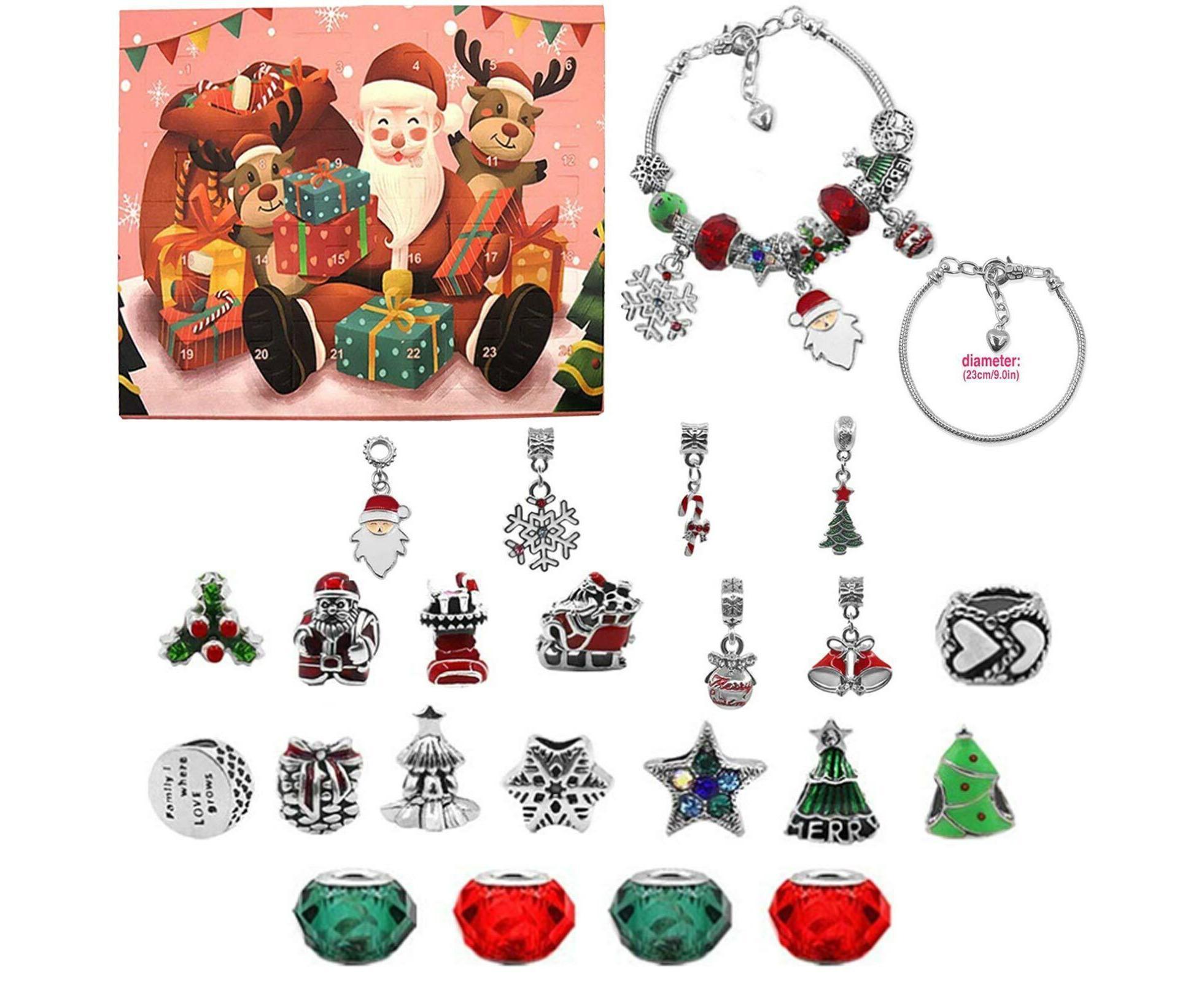 24Pcs Santa Tree Advent Calendar Christmas Countdown Calendar DIY Charm Bracelet Making Kit Gift - Image 1