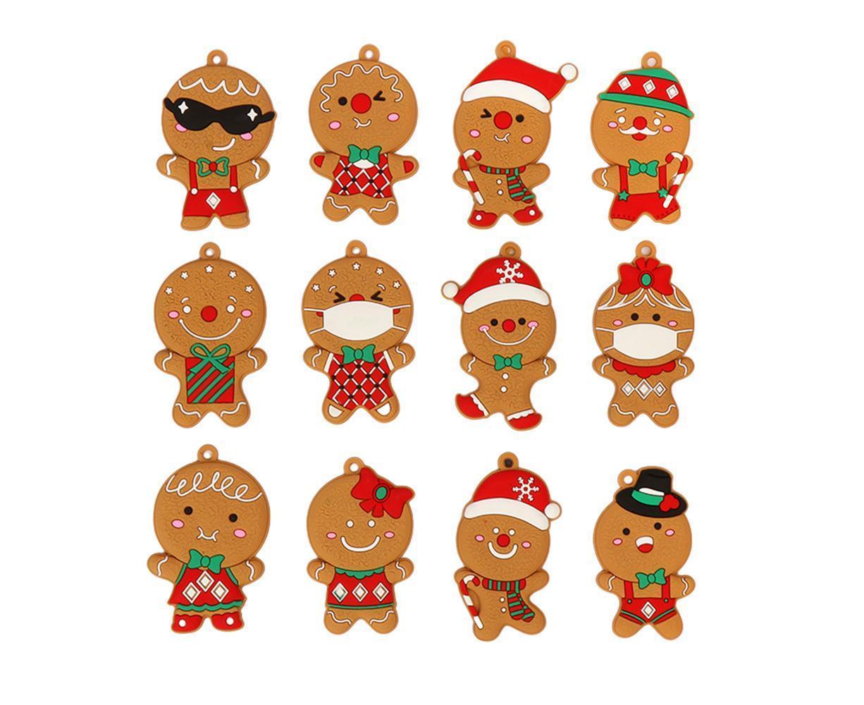 12Pcs Gingerbread Man Christmas Tree Hanging Pendants Cute Christmas Party Ornaments - Image 1