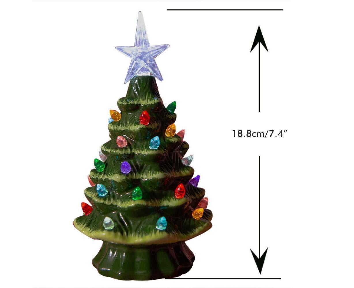 18.8cm Lighted Ceramic Christmas Tree Christmas Tabletop Decorations Christmas Lights - Image 2