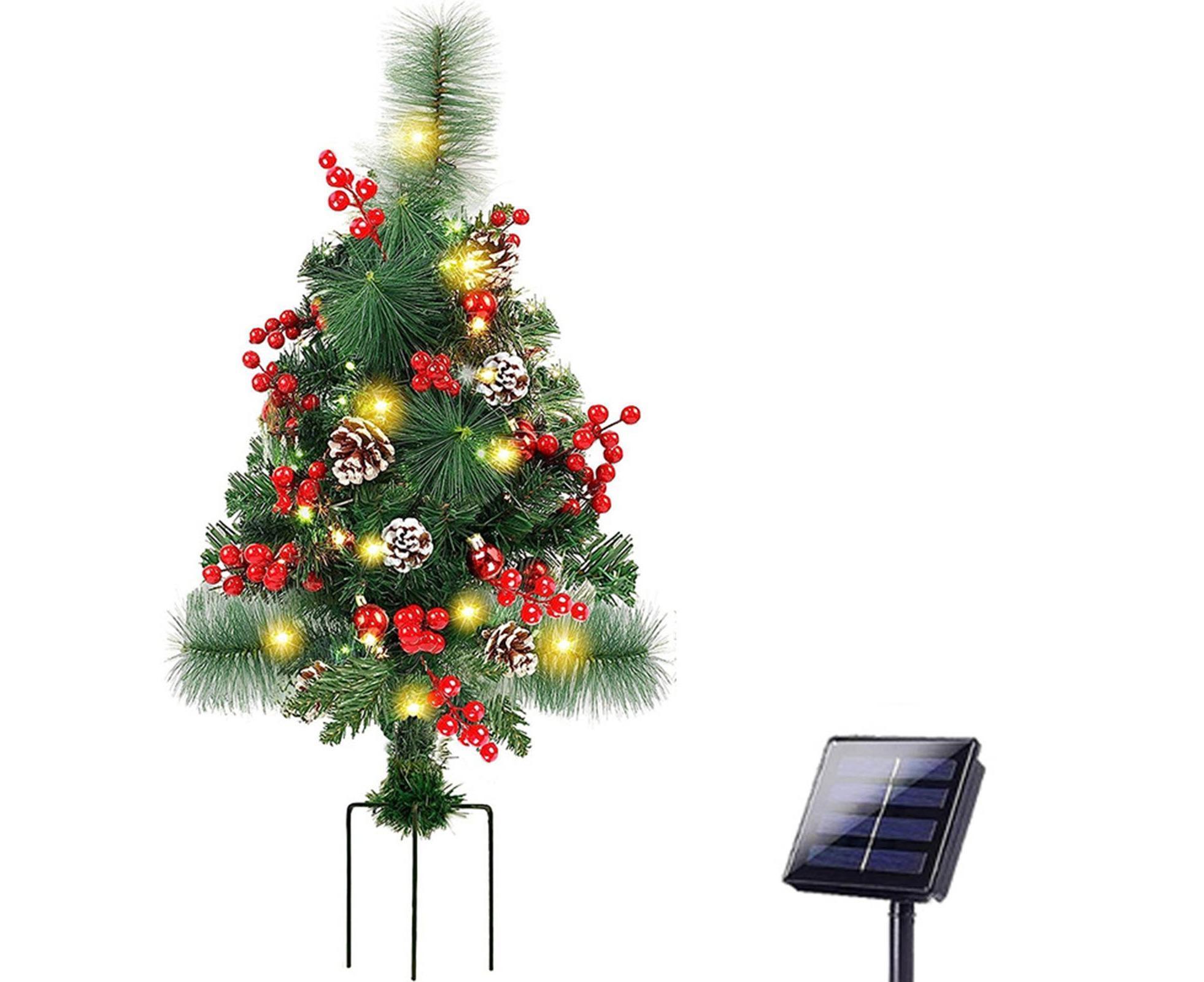Solar Christmas Tree Garden Stake Lights Outdoor Christmas Tree Lighted Yard Decorations - Image 1