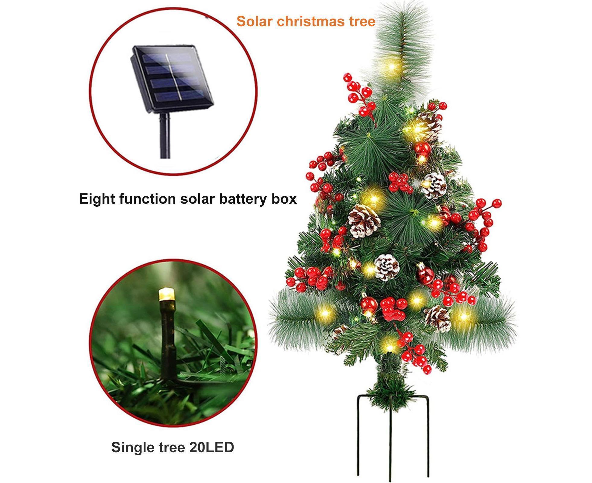 Solar Christmas Tree Garden Stake Lights Outdoor Christmas Tree Lighted Yard Decorations - Image 3