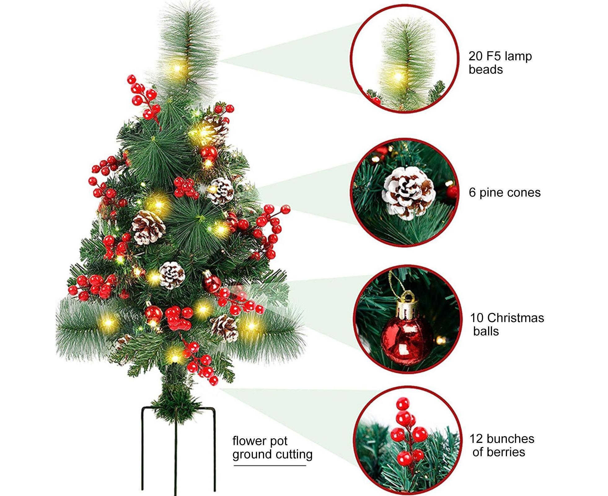 Solar Christmas Tree Garden Stake Lights Outdoor Christmas Tree Lighted Yard Decorations - Image 4