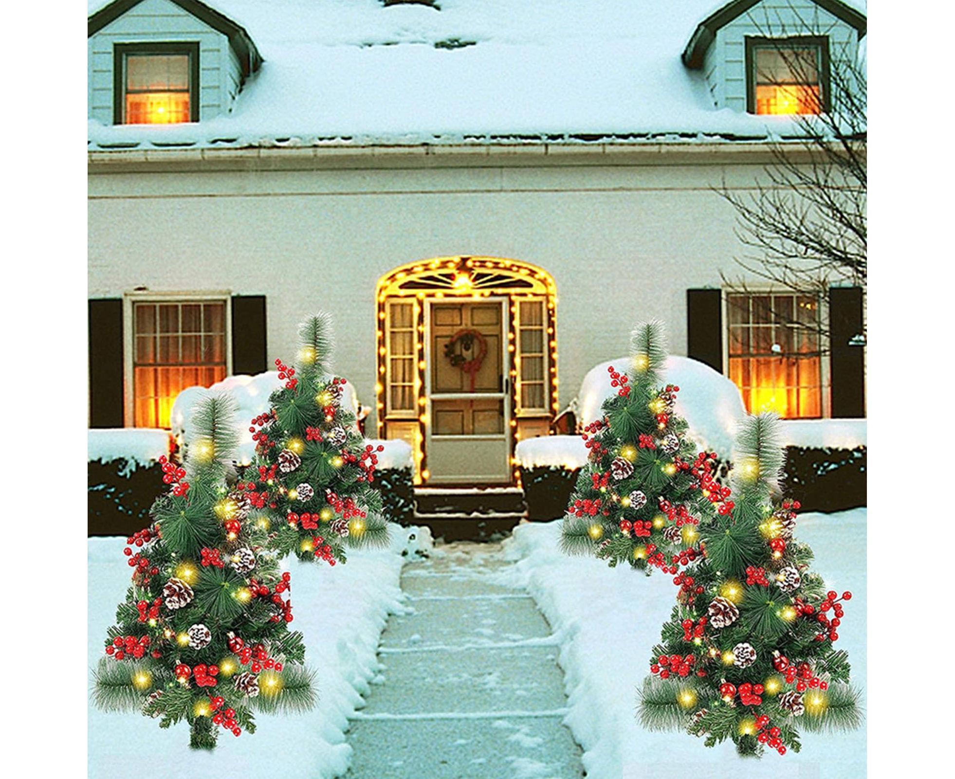 Solar Christmas Tree Garden Stake Lights Outdoor Christmas Tree Lighted Yard Decorations - Image 7