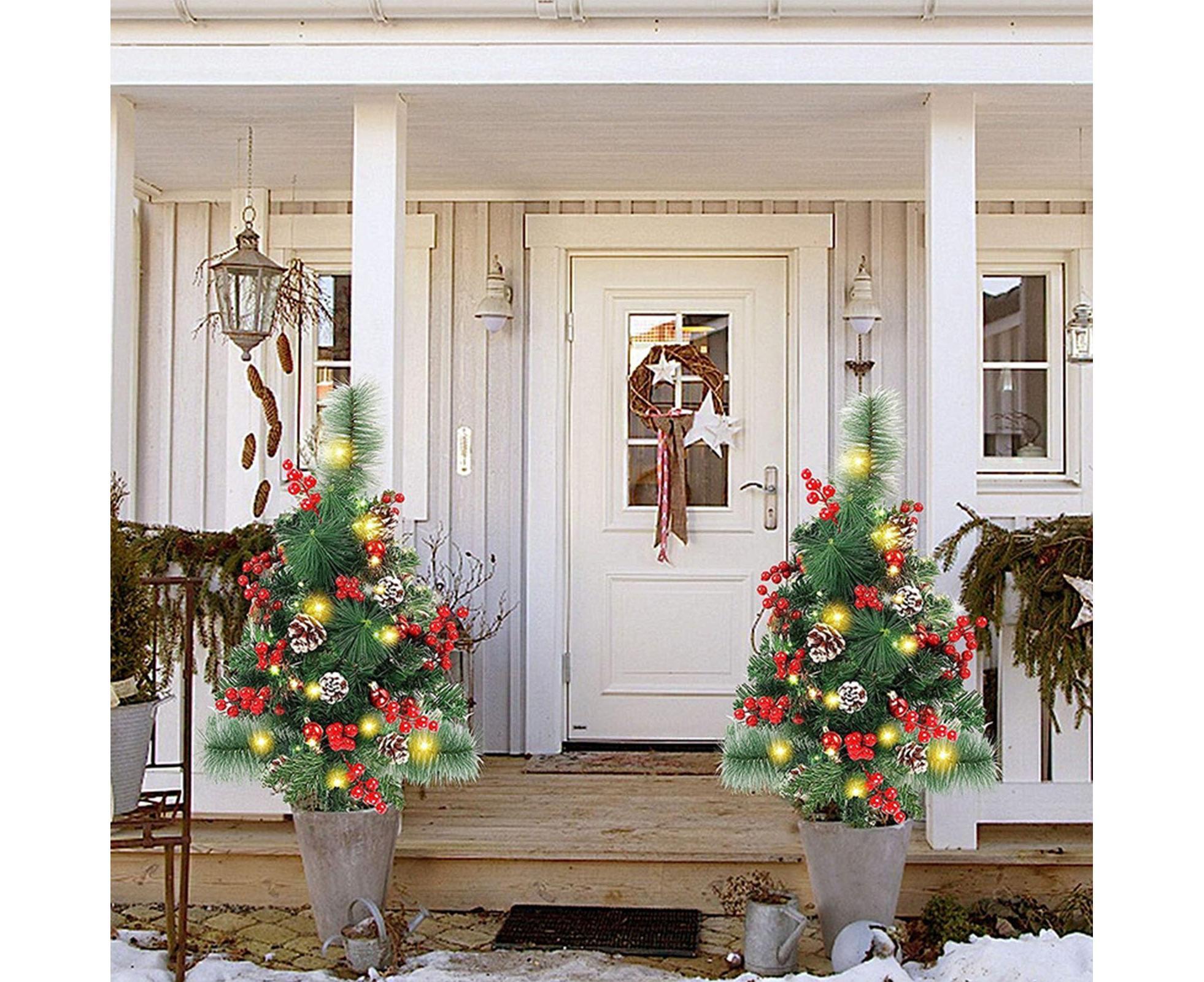 Solar Christmas Tree Garden Stake Lights Outdoor Christmas Tree Lighted Yard Decorations - Image 8