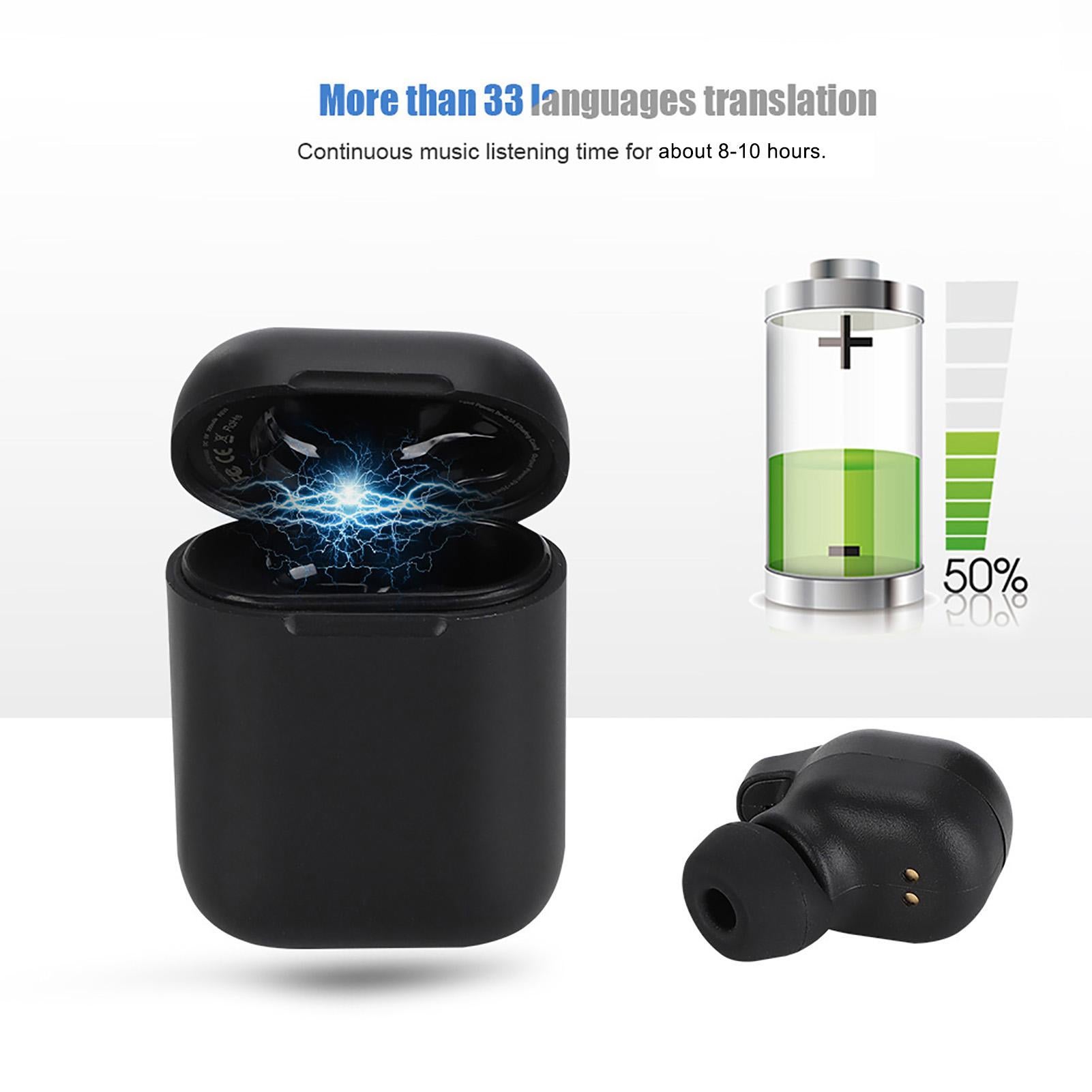 Smart Wireless Bluetooth 5.0 Single Ear Translation Headset Earphone with Charging Box - Image 4