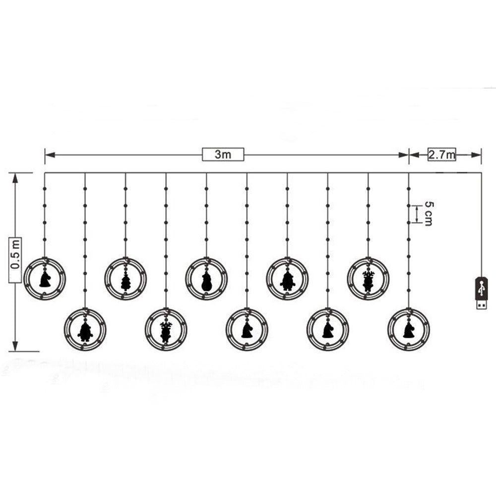 3 Meters USB Powered LED Christmas Decor Round Light Hanging Ornament Light - Image 5