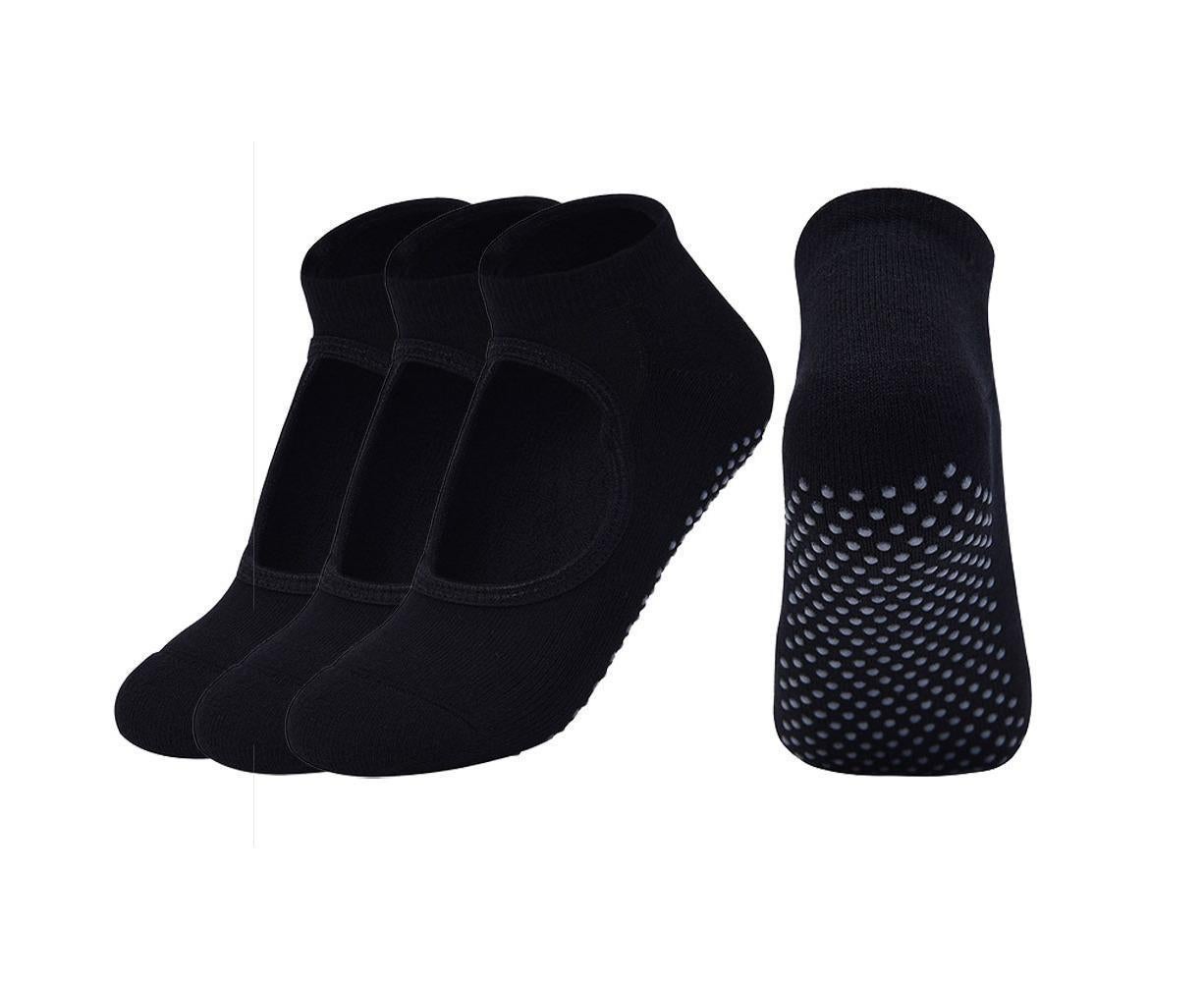 3 Pack Non Slip Grip Yoga Socks for Pilates, Barre, Home-Black - Image 1