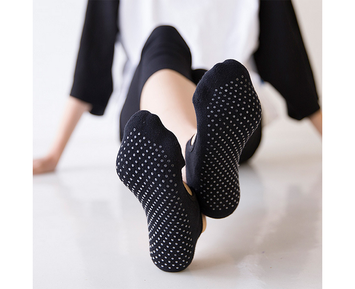 3 Pack Non Slip Grip Yoga Socks for Pilates, Barre, Home-Black - Image 3