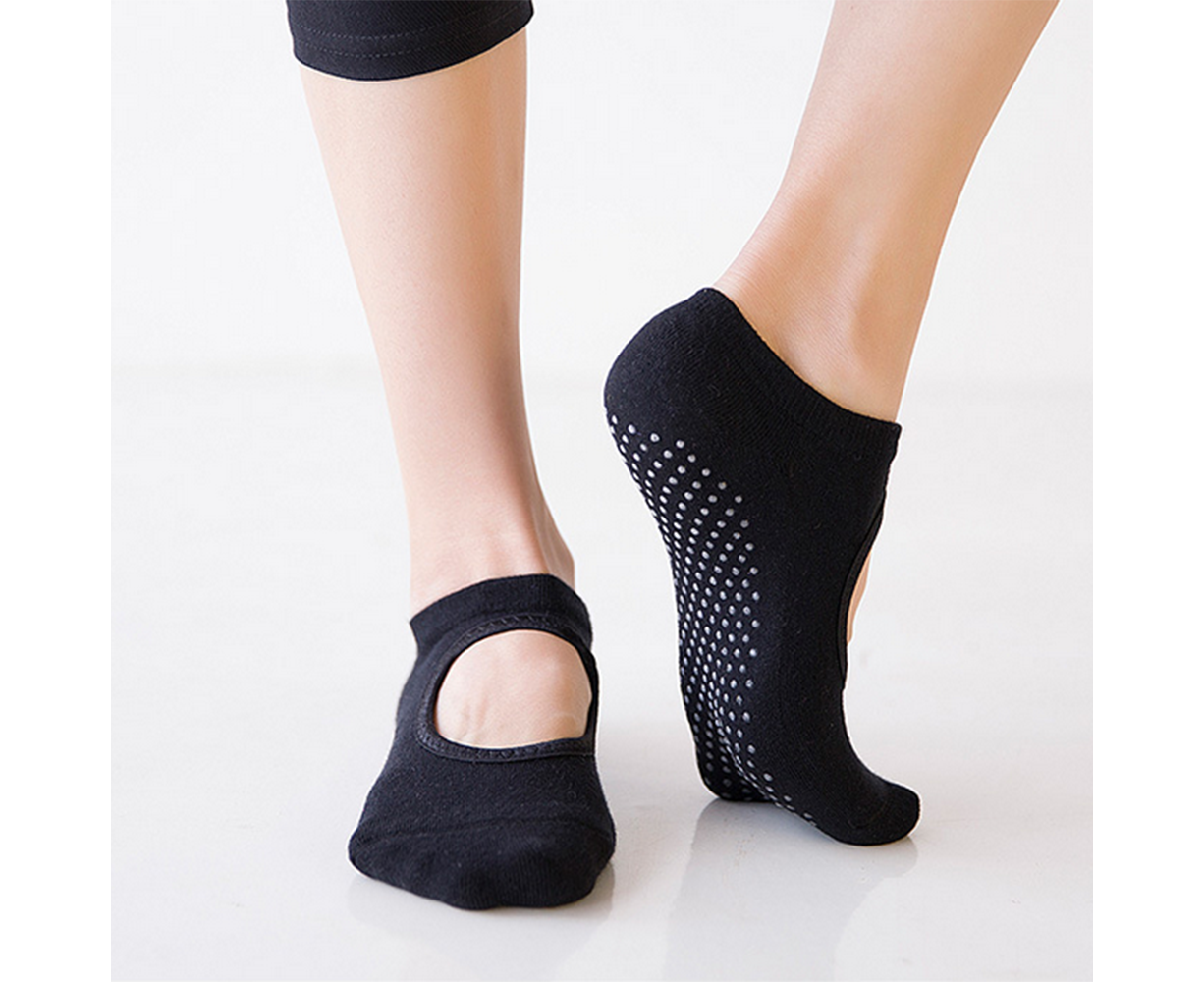 3 Pack Non Slip Grip Yoga Socks for Pilates, Barre, Home-Black - Image 4