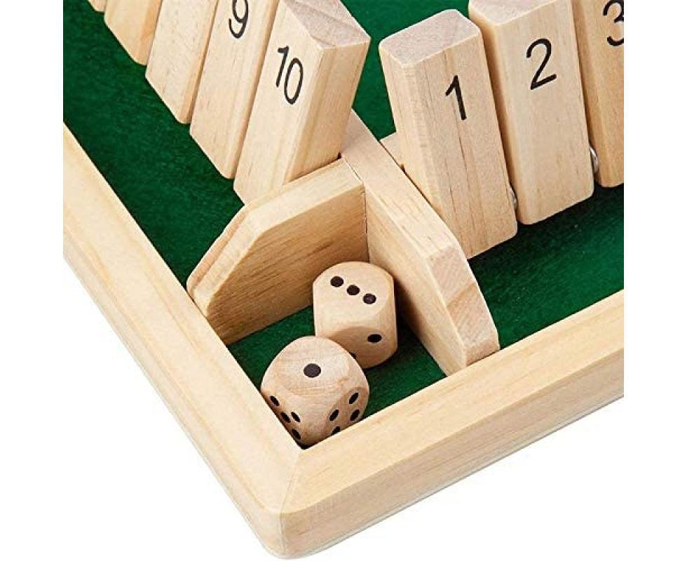 Wooden Board Game, 4 Players Shut The Box Dice Game Mathematics Traditional Pub Board Dice Game Travel board game - Image 2