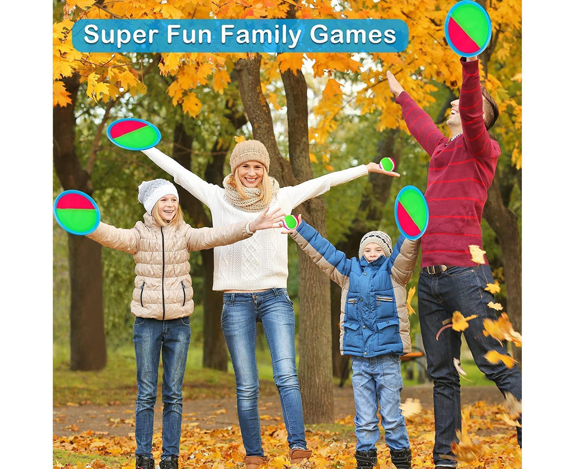 Toys Toss and Catch Game Set, Ball Sports Games with Paddles Balls and Storage Bag, Cotton ball toys - Image 2