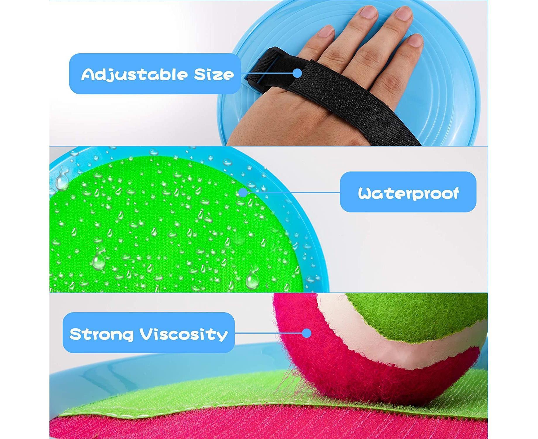 Toys Toss and Catch Game Set, Ball Sports Games with Paddles Balls and Storage Bag, Cotton ball toys - Image 3