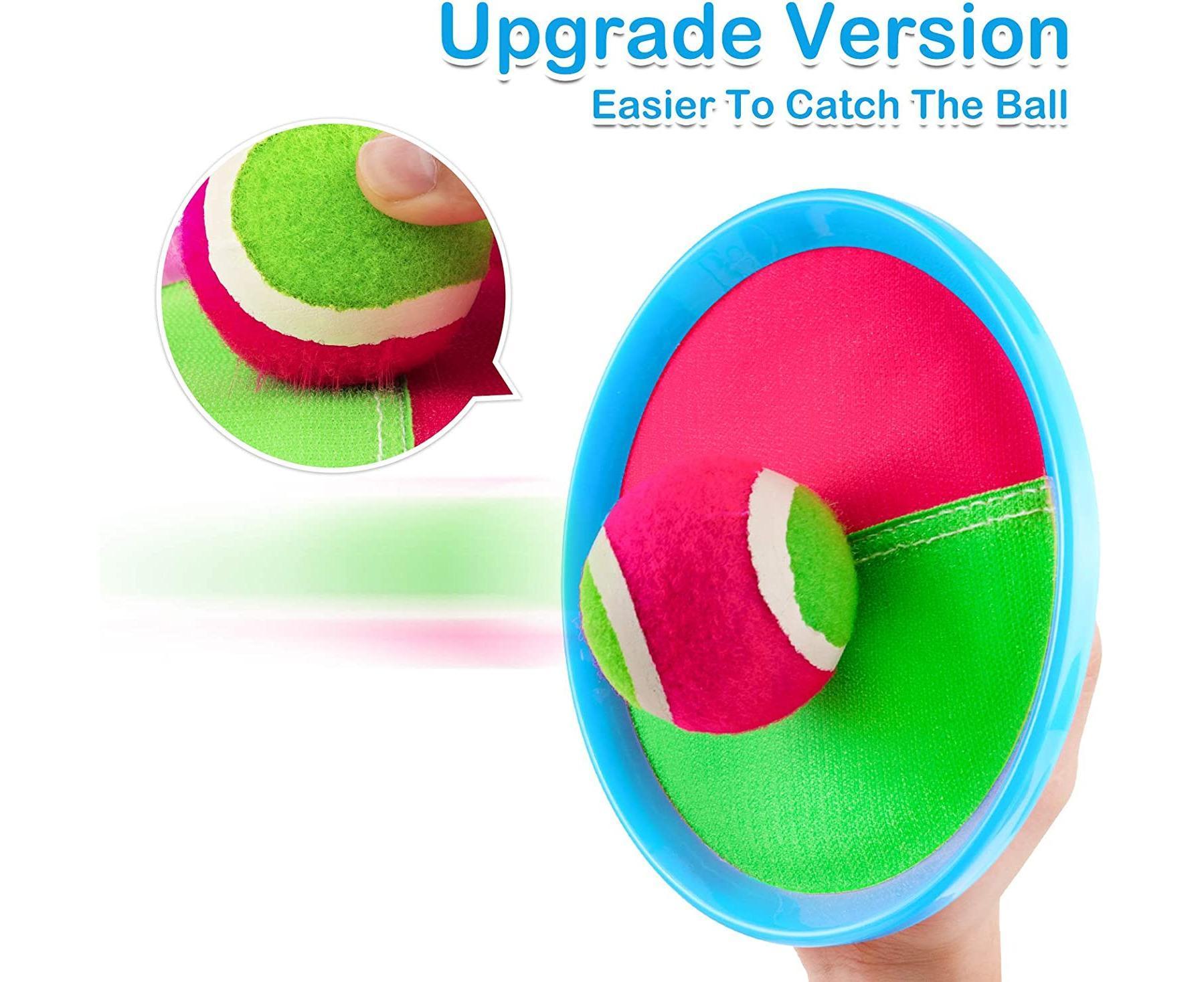 Toys Toss and Catch Game Set, Ball Sports Games with Paddles Balls and Storage Bag, Cotton ball toys - Image 4