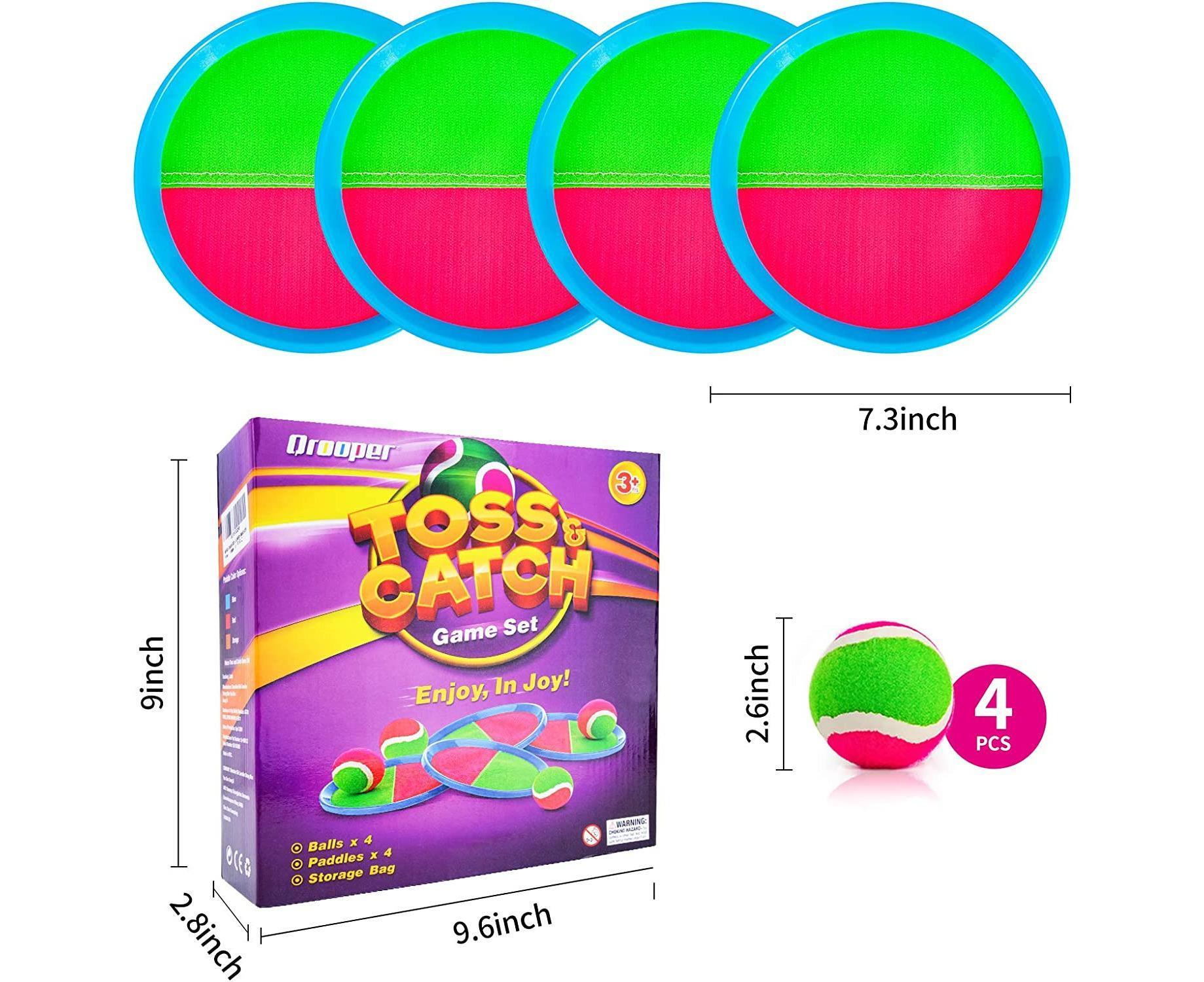 Toys Toss and Catch Game Set, Ball Sports Games with Paddles Balls and Storage Bag, Cotton ball toys - Image 5