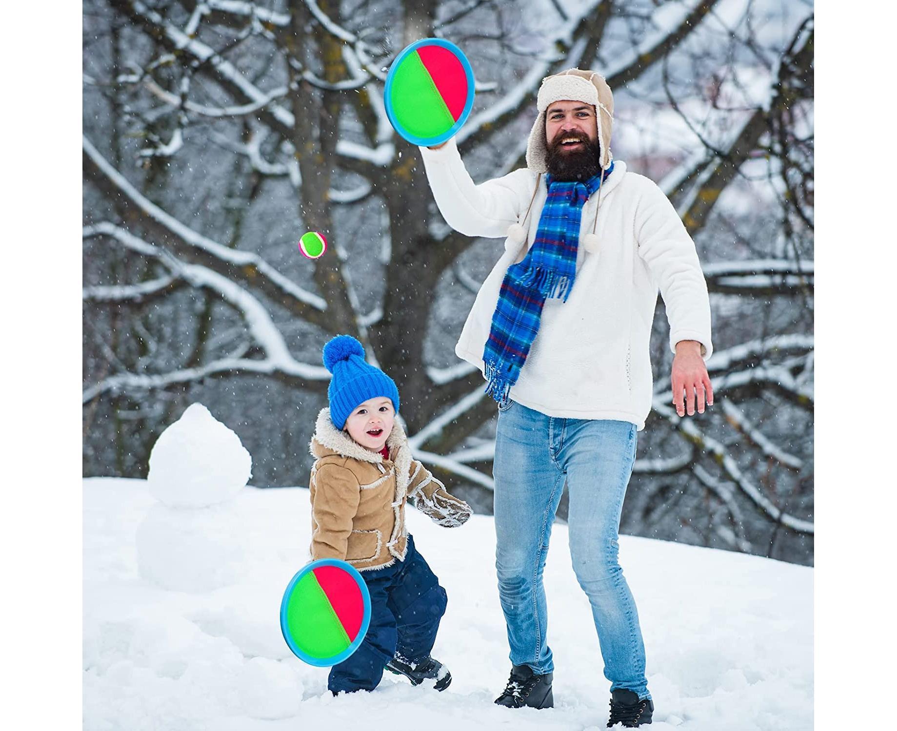 Toys Toss and Catch Game Set, Ball Sports Games with Paddles Balls and Storage Bag, Cotton ball toys - Image 6