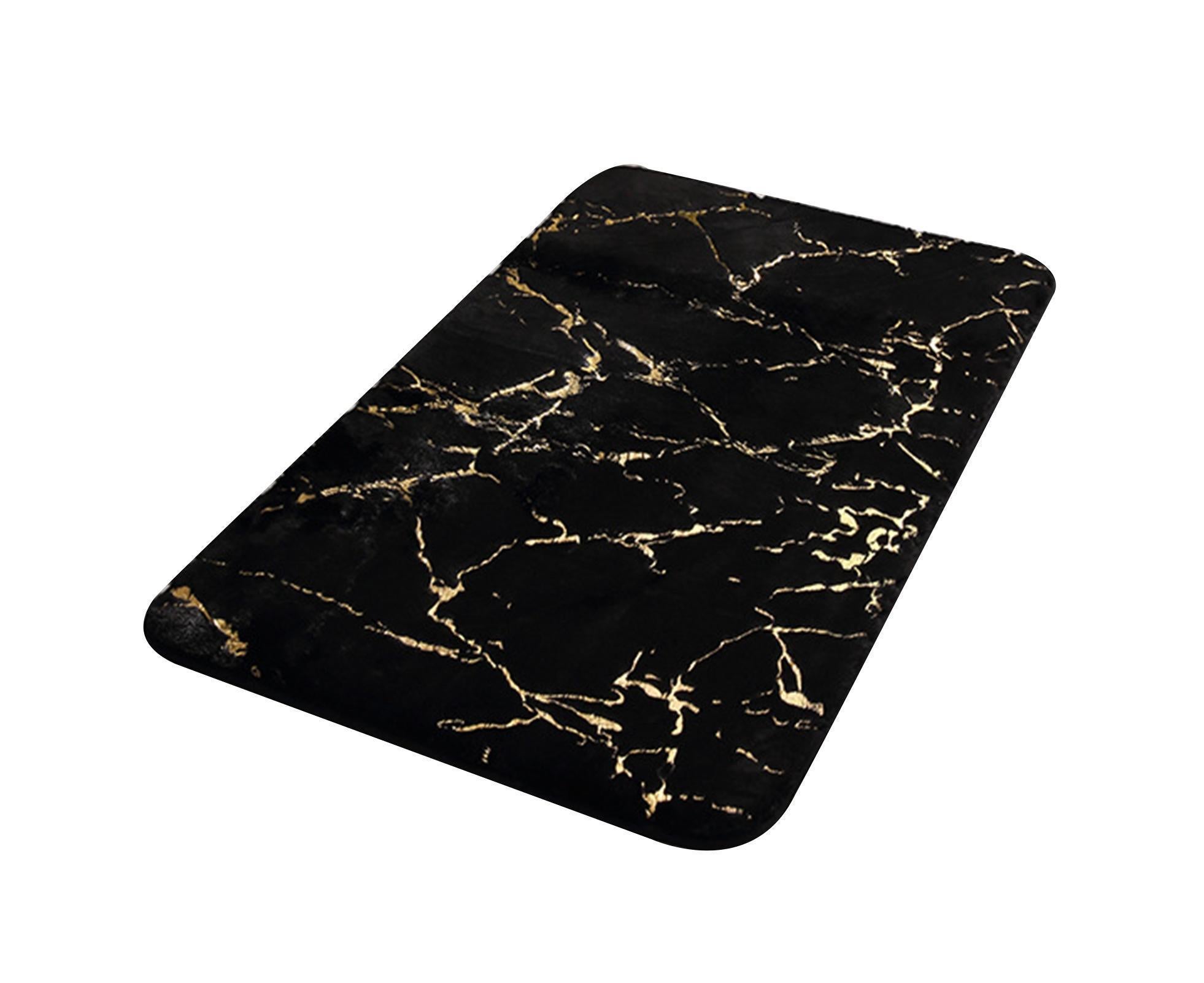 Floor Mat Anti-slip Water Absorbent Polyester Rectangular Door Carpet Cushion for Daily Use-Black 50*80cm - Image 1