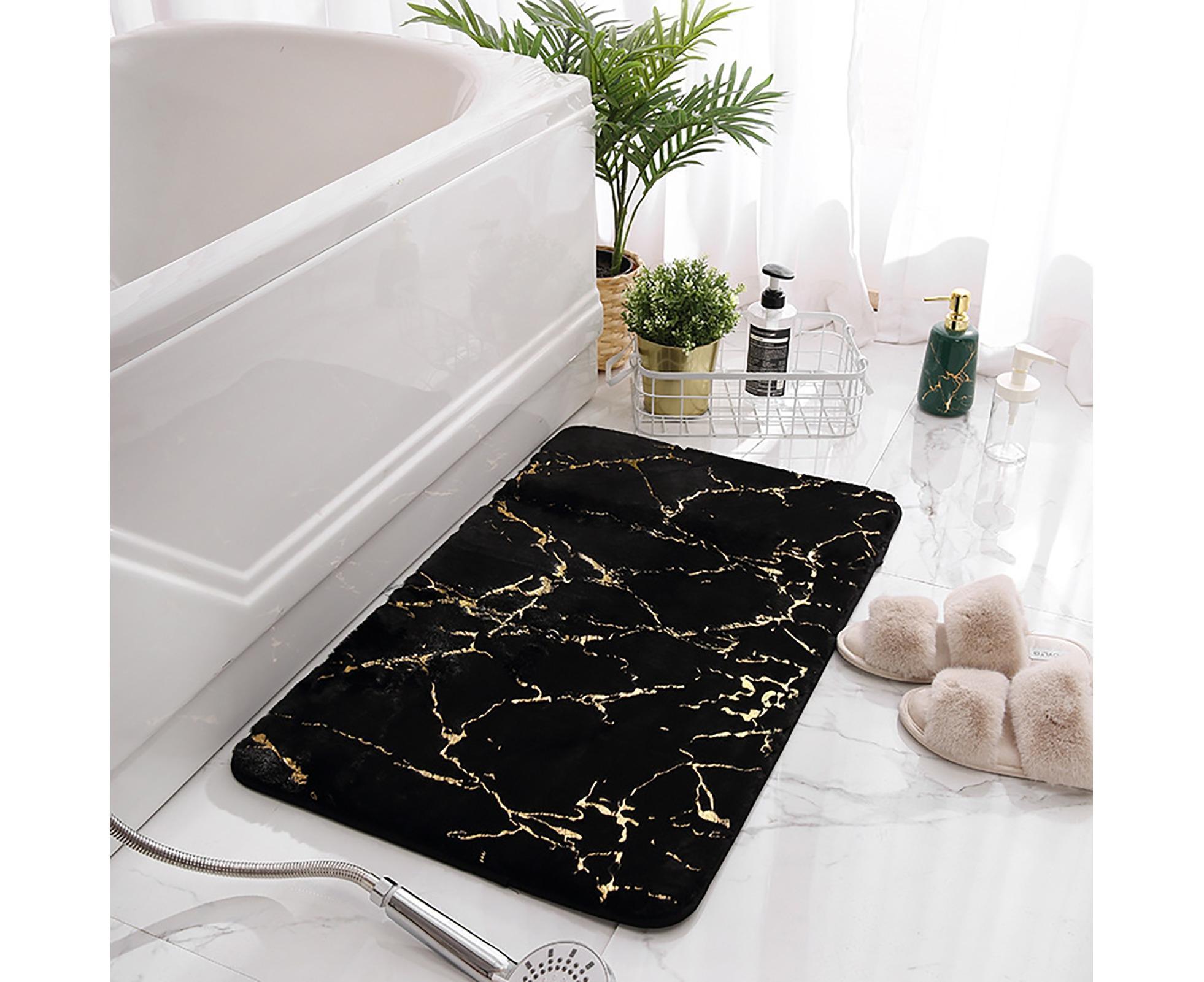 Floor Mat Anti-slip Water Absorbent Polyester Rectangular Door Carpet Cushion for Daily Use-Black 50*80cm - Image 2