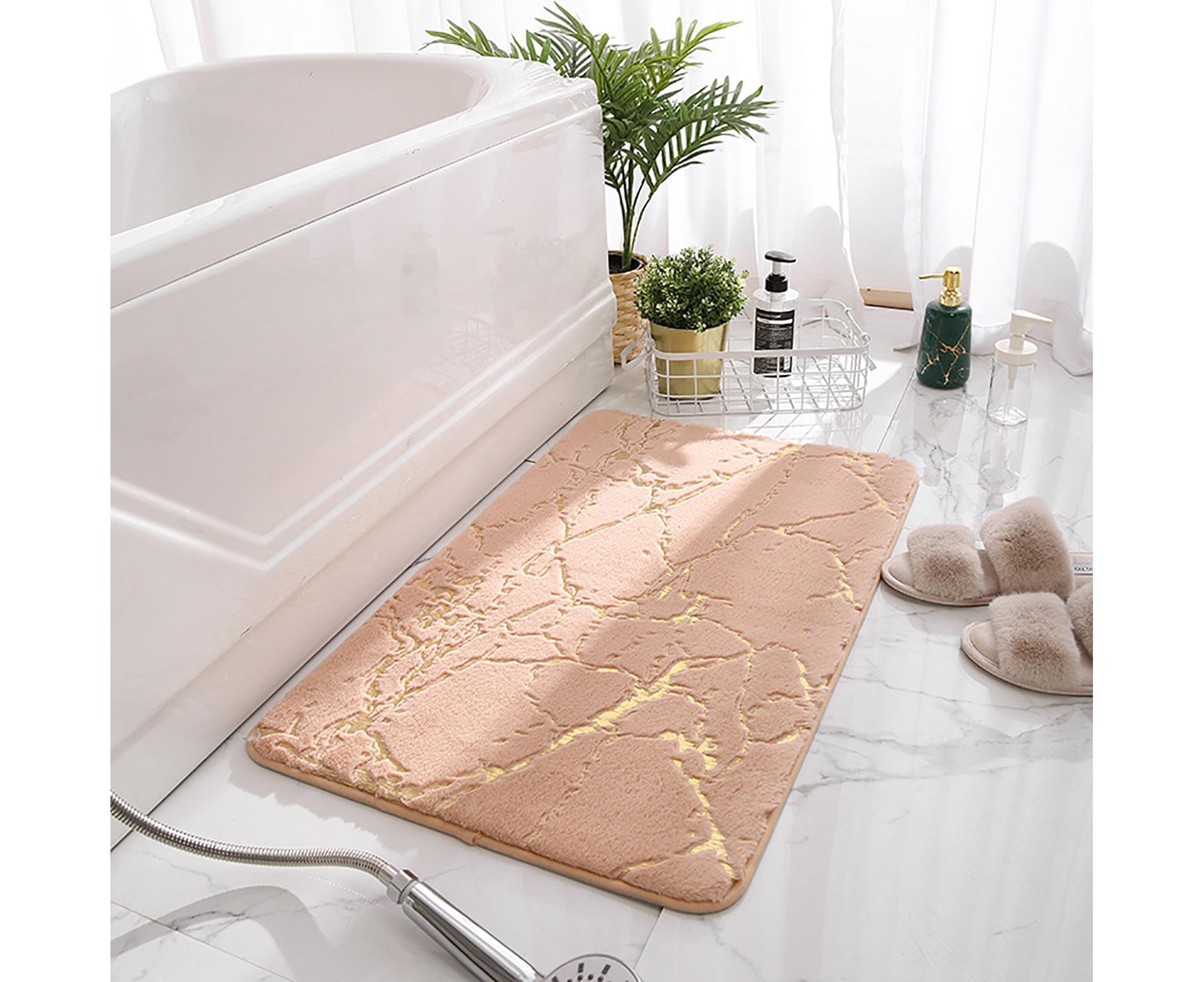 Floor Mat Anti-slip Water Absorbent Polyester Rectangular Door Carpet Cushion for Daily Use-Camel 50*80cm - Image 2