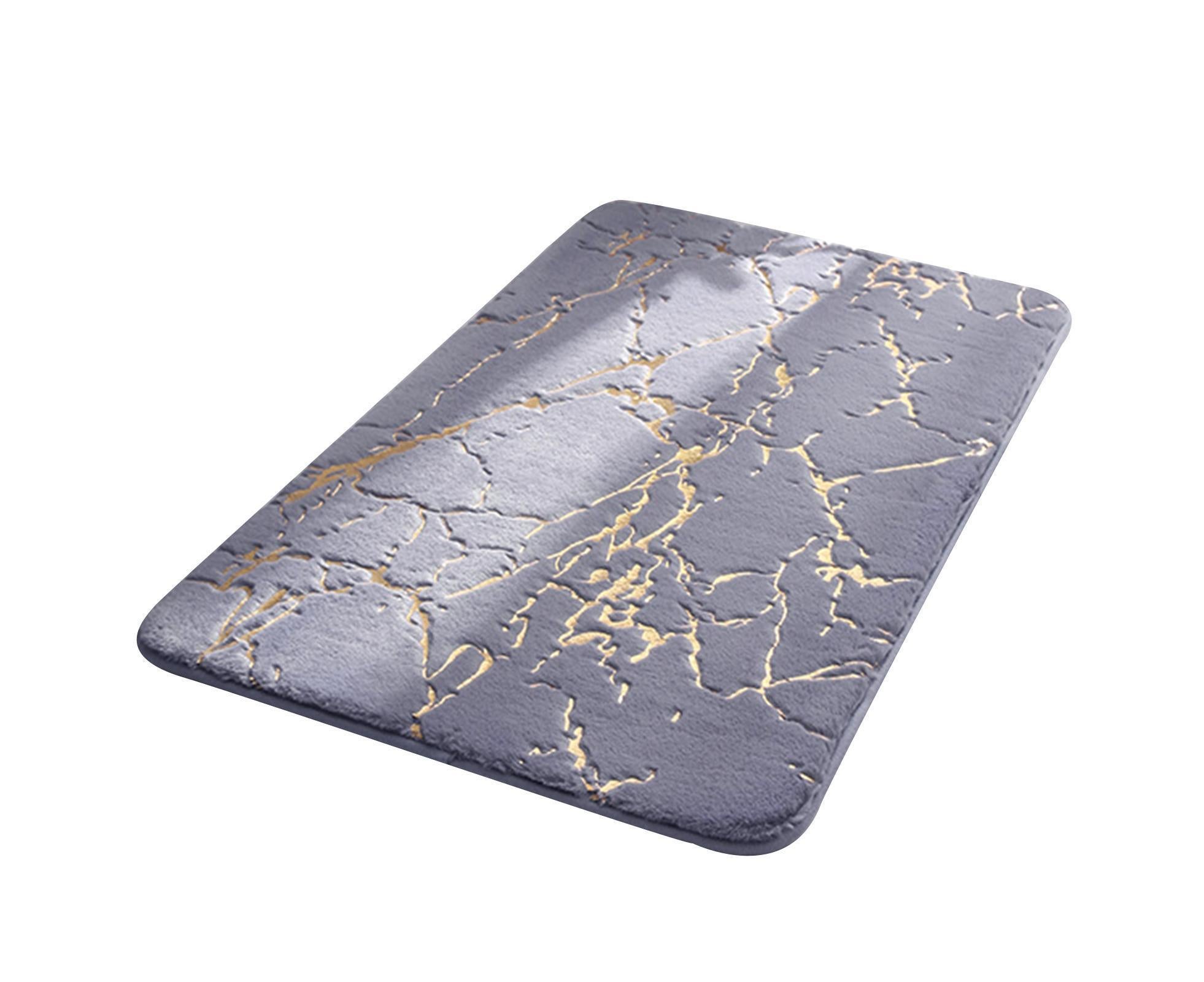 Floor Mat Anti-slip Water Absorbent Polyester Rectangular Door Carpet Cushion for Daily Use-Grey 50*80cm - Image 1