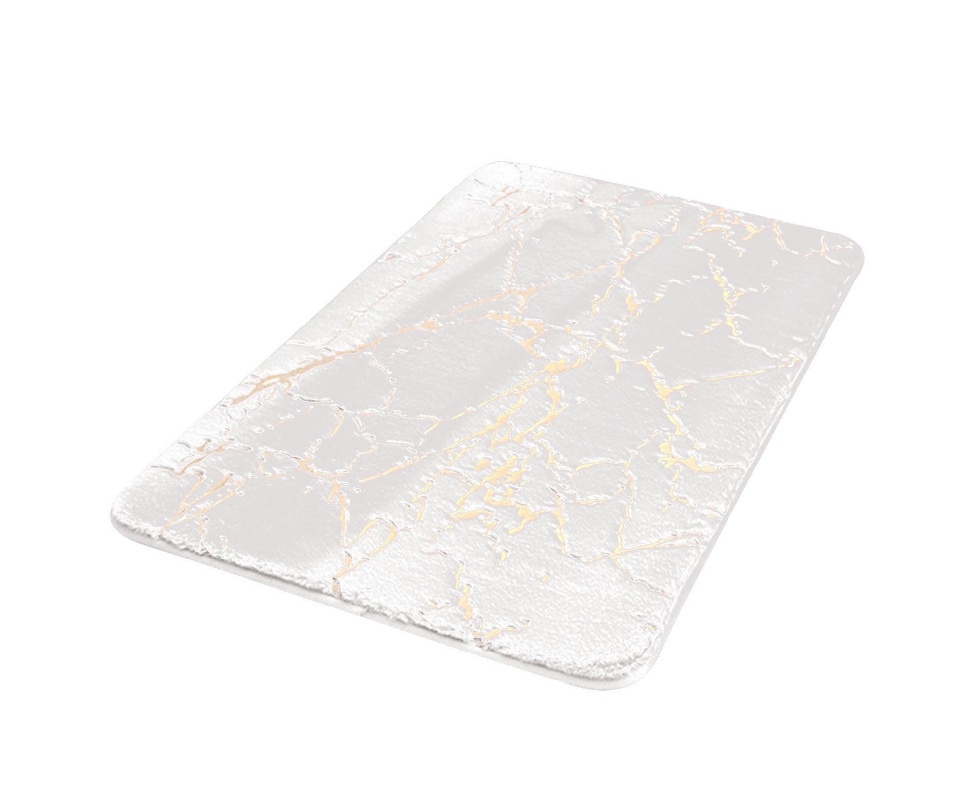 Floor Mat Anti-slip Water Absorbent Polyester Rectangular Door Carpet Cushion for Daily Use-Milky White 50*80cm - Image 1
