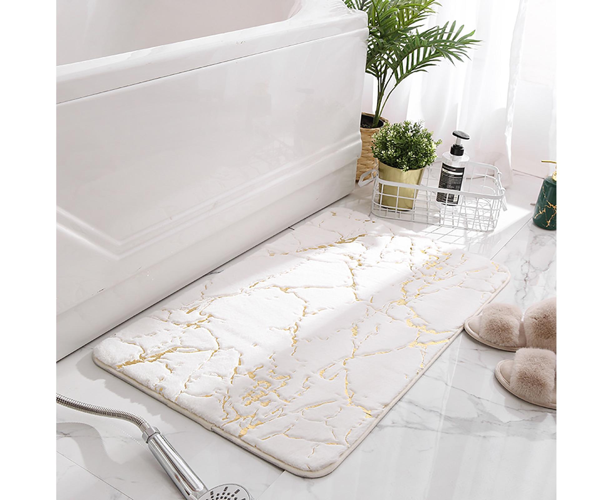 Floor Mat Anti-slip Water Absorbent Polyester Rectangular Door Carpet Cushion for Daily Use-Milky White 50*80cm - Image 2