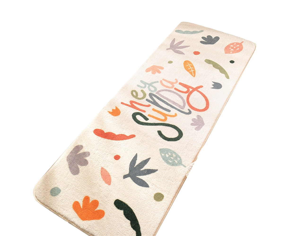 Floral Print Anti Slip Carpet Floor Mat Rug Cushion Bedroom Living Room Decor-60*160cm - Image 1