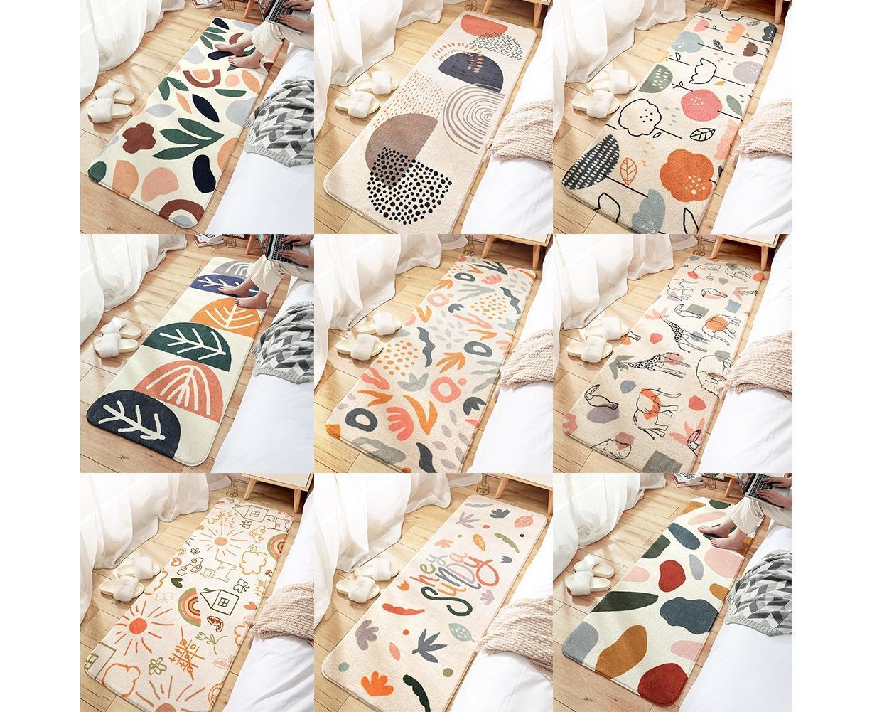 Floral Print Anti Slip Carpet Floor Mat Rug Cushion Bedroom Living Room Decor-60*160cm - Image 3