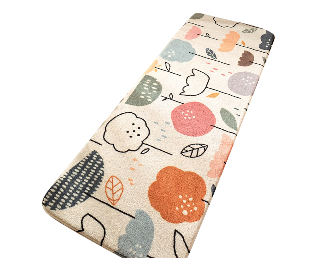 Floral Print Anti Slip Carpet Floor Mat Rug Cushion Bedroom Living Room Decor-60*160cm - Image 1