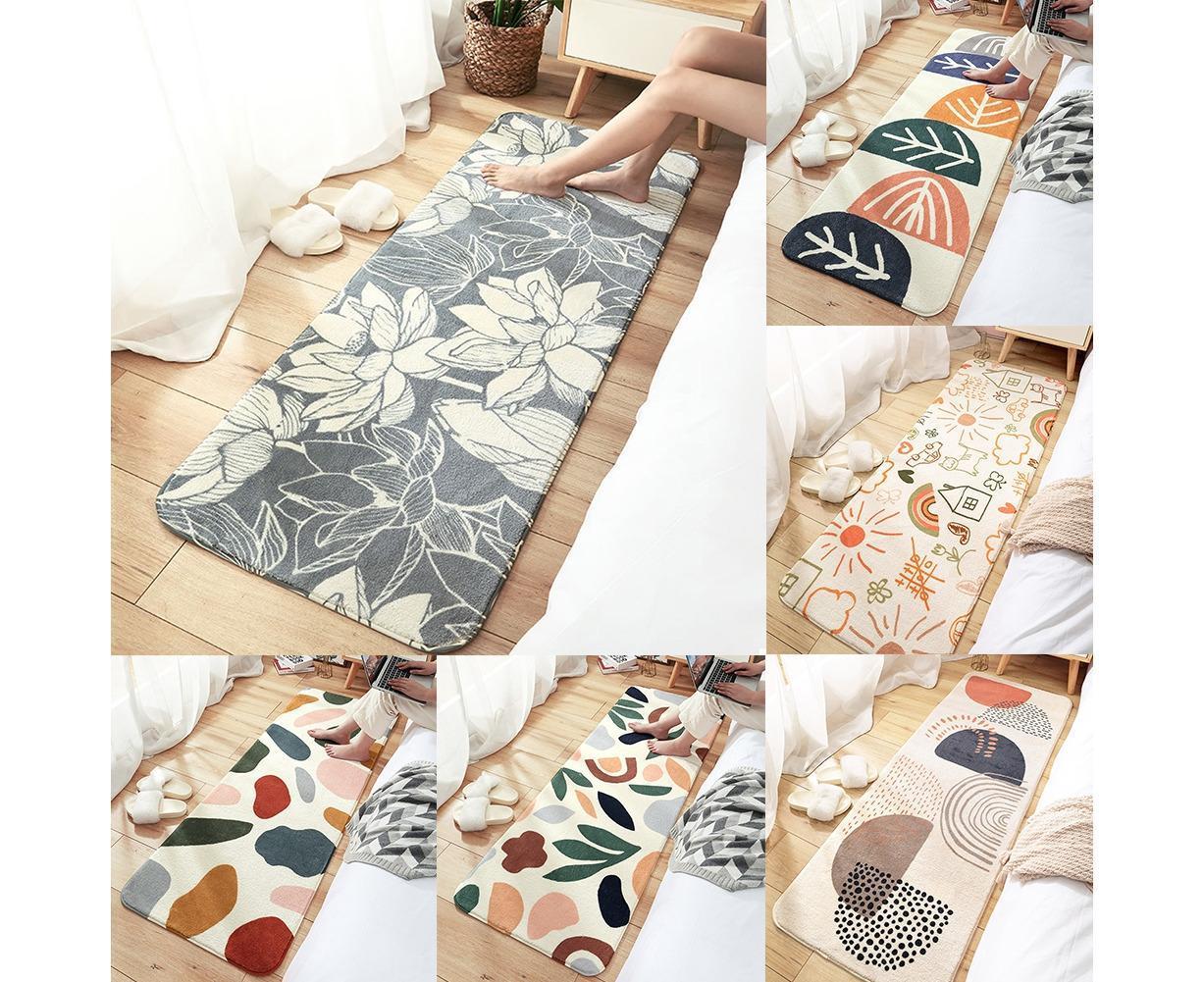 Floral Print Anti Slip Carpet Floor Mat Rug Cushion Bedroom Living Room Decor-60*160cm - Image 2