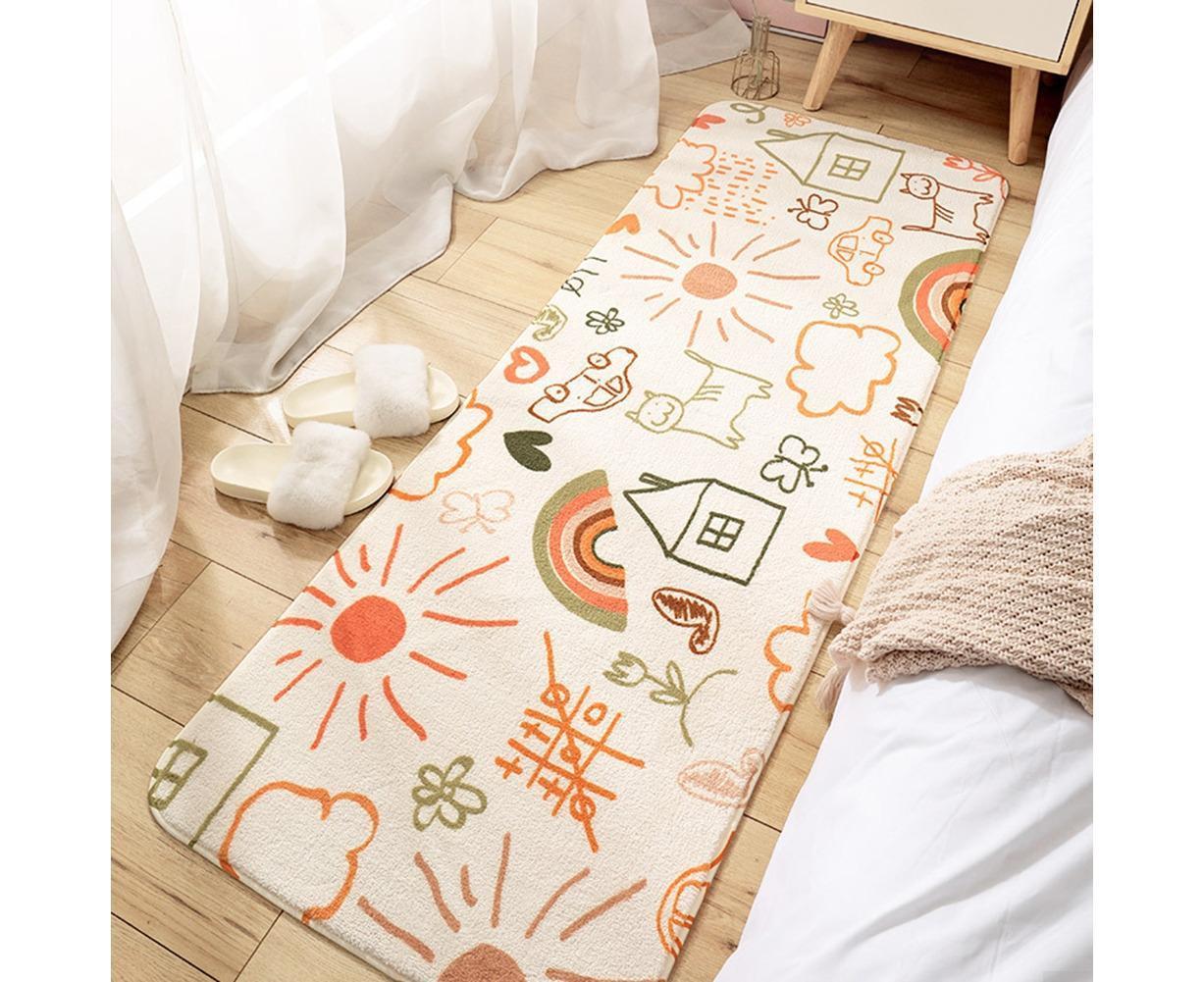 Floral Print Anti Slip Carpet Floor Mat Rug Cushion Bedroom Living Room Decor-60*160cm - Image 8