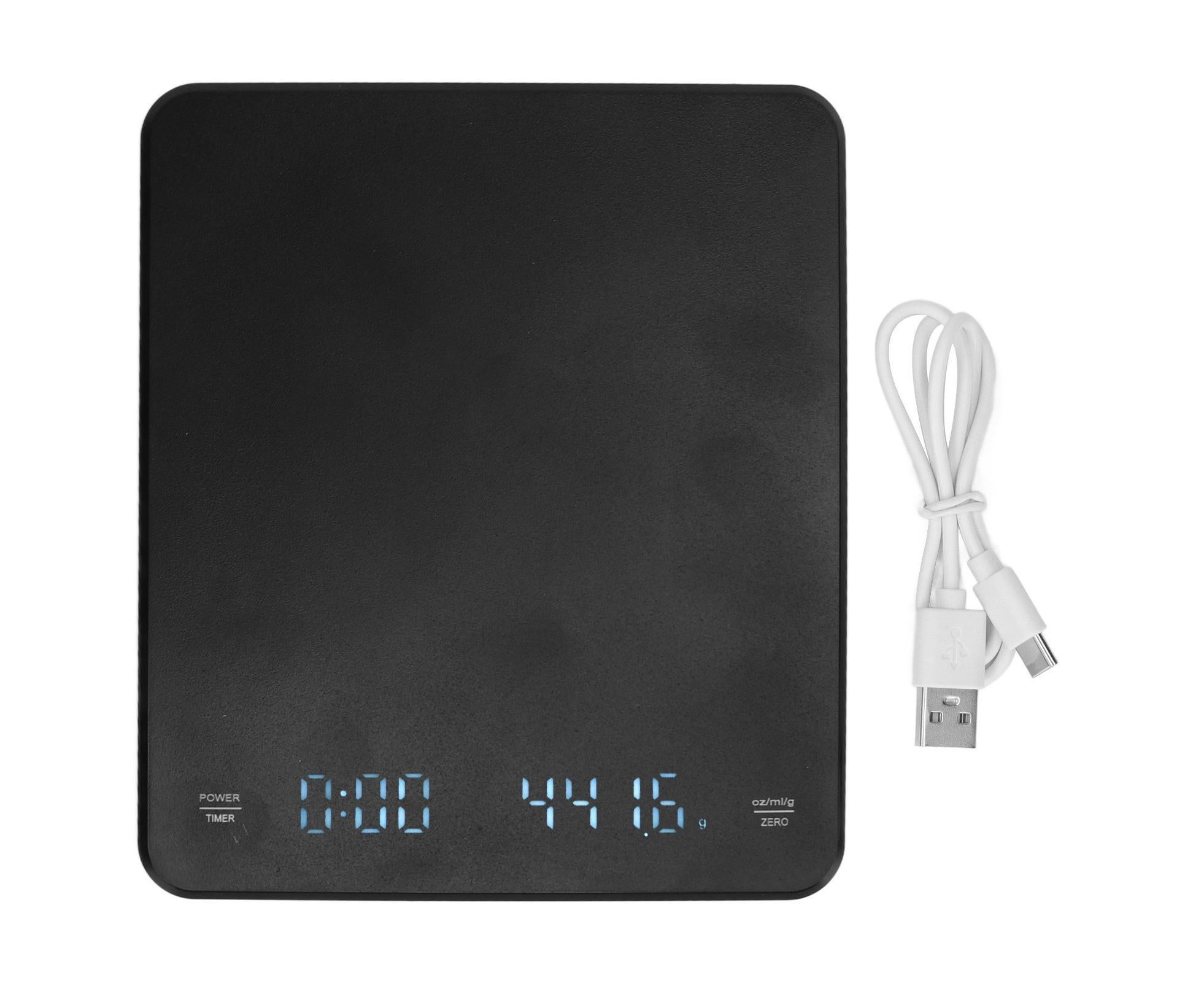 3kg/0.1g Digital Coffee Scale with Timer LED Invisible Screen Coffee Electronic Scale USB Charging Matte Black - Image 1