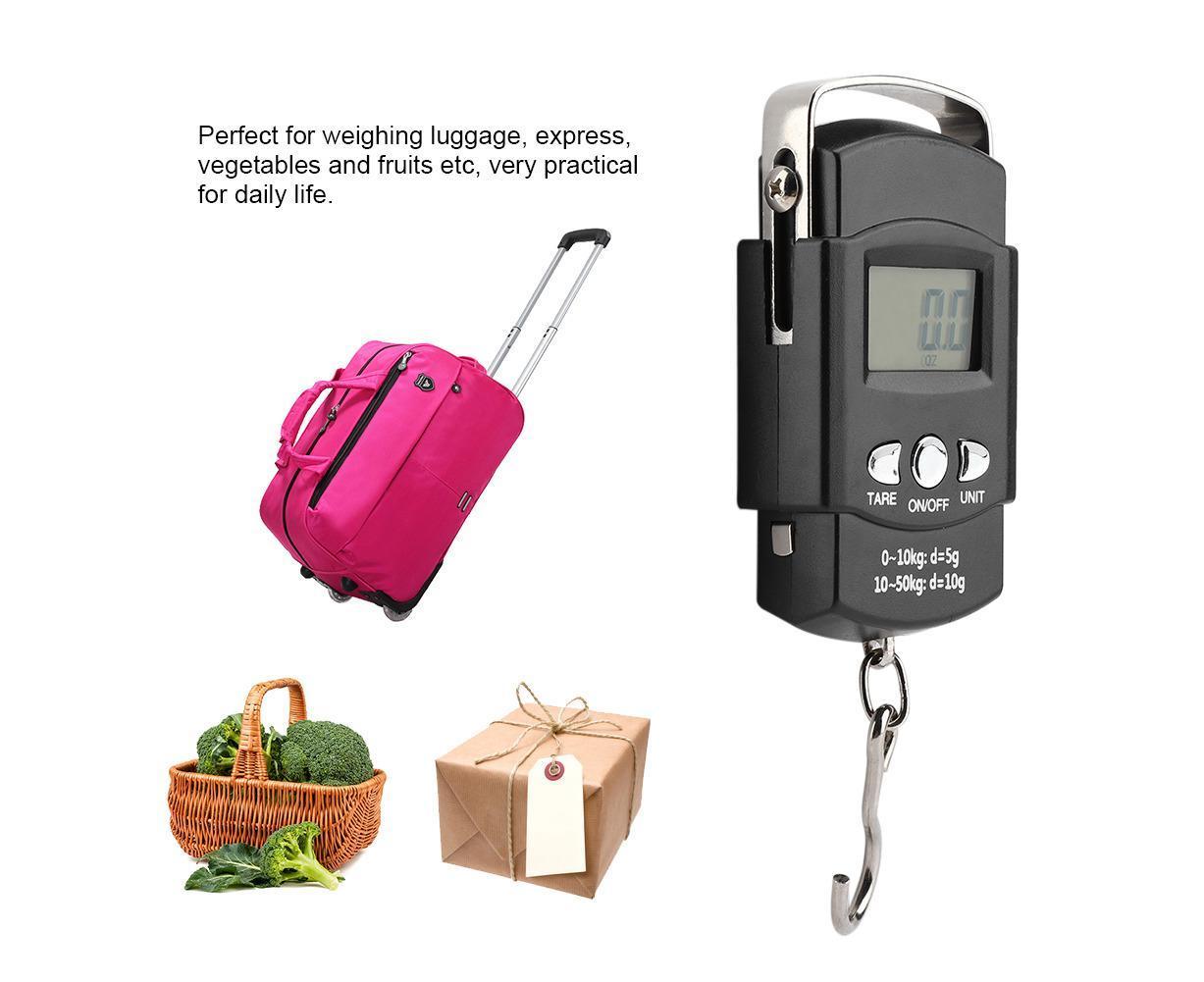 50KG/10G Portable Electronic LCD Digital Weight Scale with Tape Measure Hook - Image 3