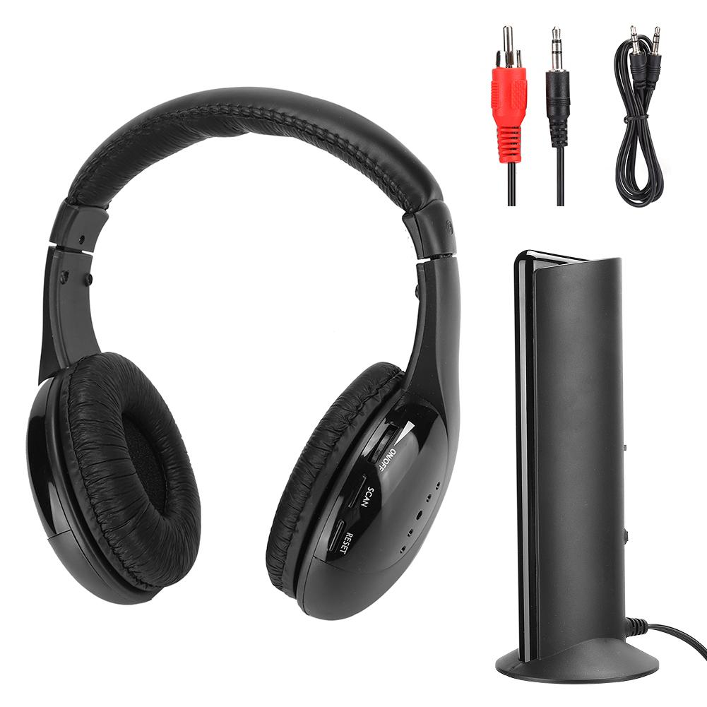5 in 1 FM Wireless Headset Built in Microphone Earphone Headset with Charging Stand - Image 1