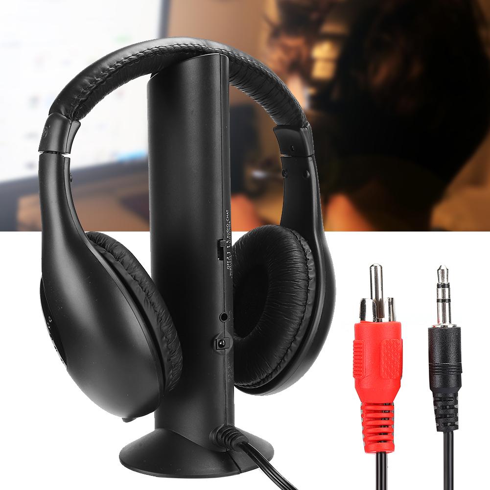 5 in 1 FM Wireless Headset Built in Microphone Earphone Headset with Charging Stand - Image 3