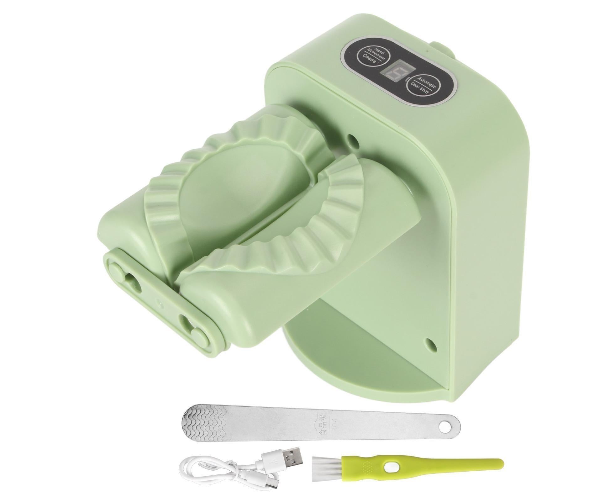 Electric Dumpling Maker Machine Automatic Easy Dumpling Machine with Spoon Brush Household Automatic Dumpling Wrapper Tool Green - Image 1