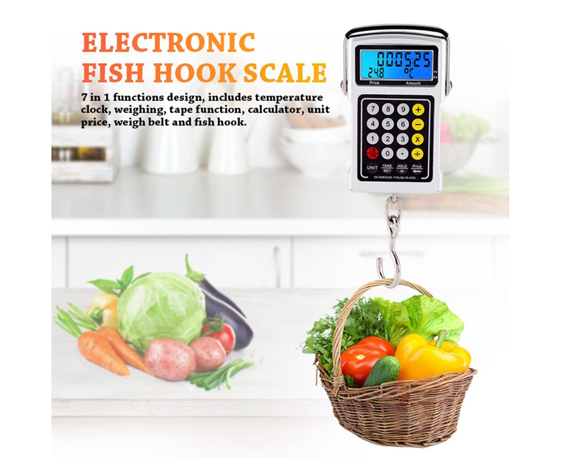 Electronic Fish Hook Scale 50Kg Luggage Weighing 7 in 1 Digital Hanging Scales - Image 5