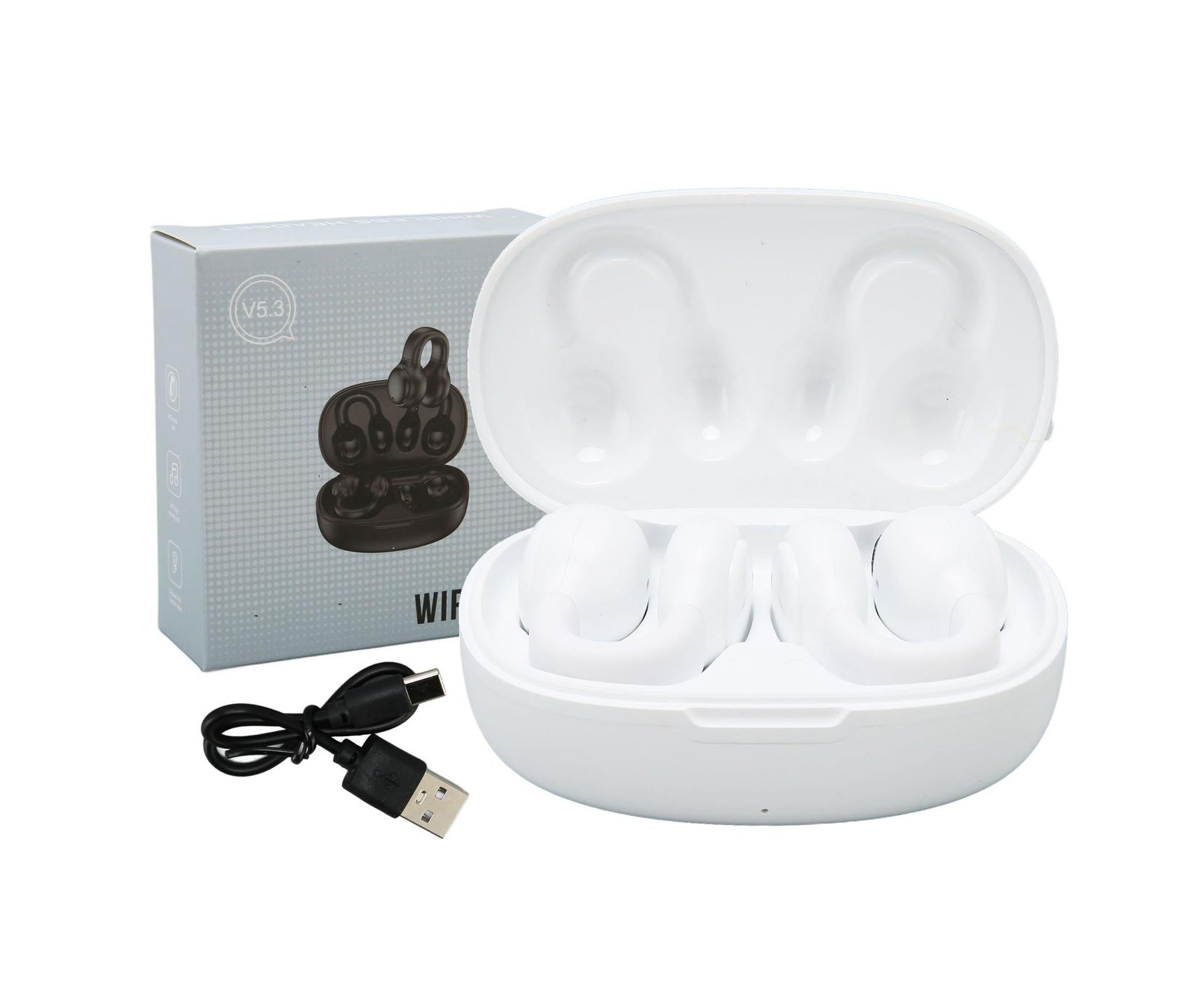 Wireless Earbuds Noise Reduction Bluetooth 5.3 Wireless Sports Earphones with Earhooks for Sports Work White - Image 7