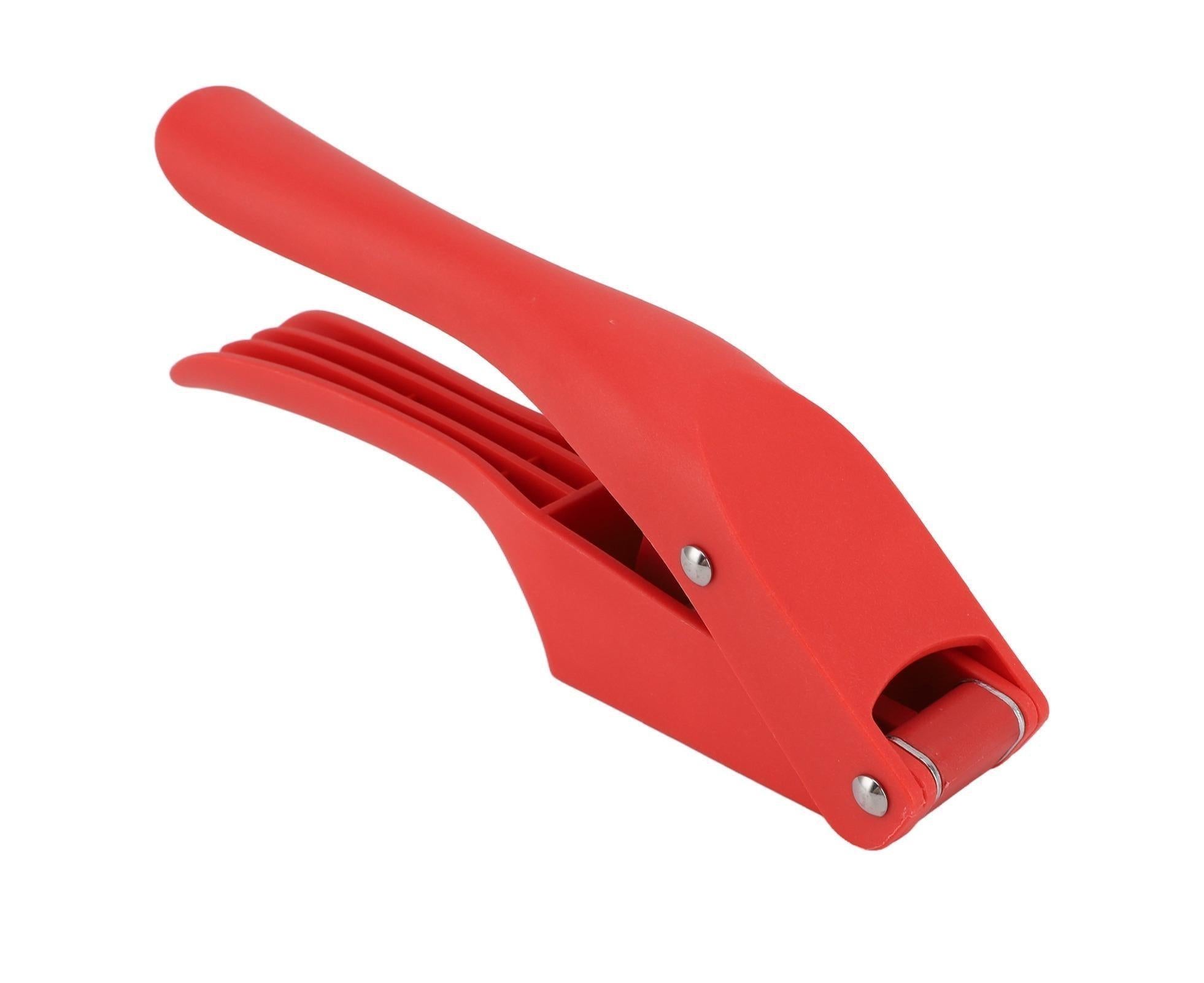 Garlic Press Multipurpose 2 in 1 Efficient Easy To Squeeze Ergonomic Handle Garlic Mincer Tool for Kitchen Red - Image 1