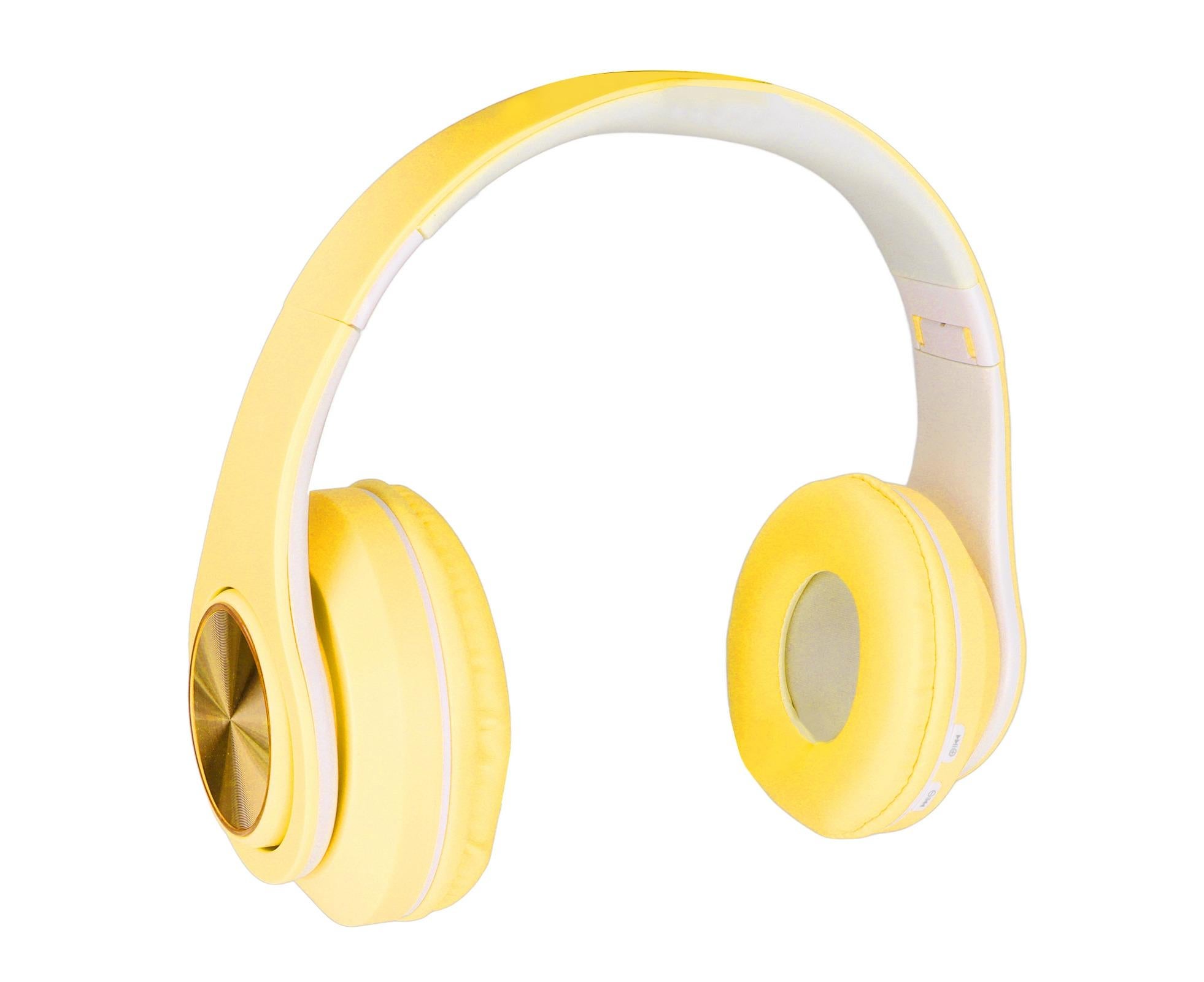Bluetooth Headset Noise Reduction Foldable Over Ear Wireless Headphone with Colorful Light for Phone Laptop Yellow - Image 1