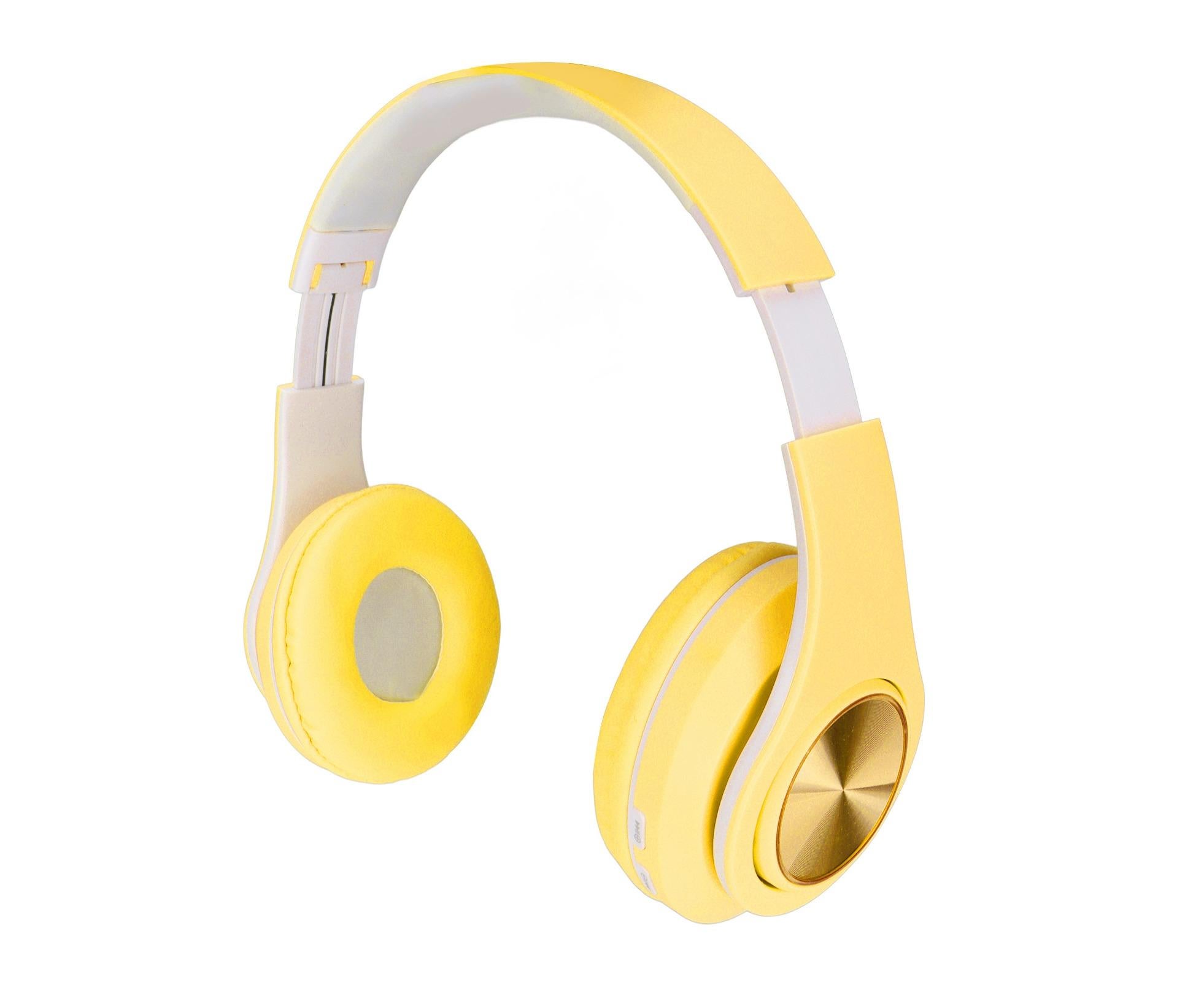 Bluetooth Headset Noise Reduction Foldable Over Ear Wireless Headphone with Colorful Light for Phone Laptop Yellow - Image 2