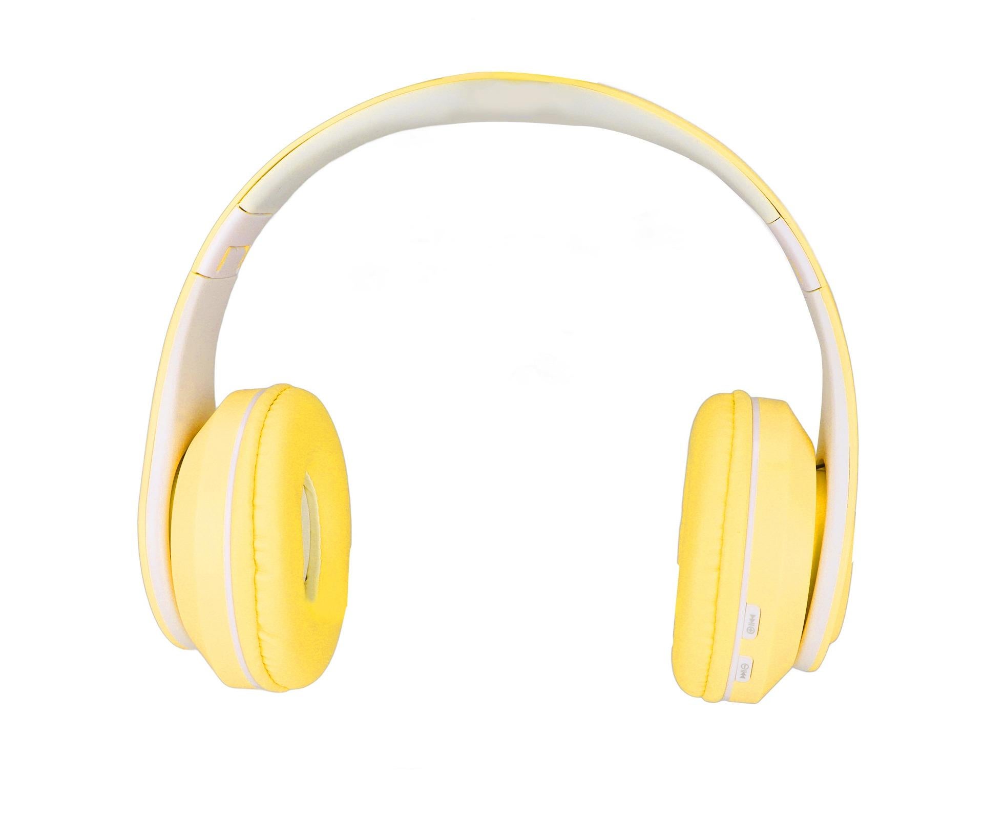 Bluetooth Headset Noise Reduction Foldable Over Ear Wireless Headphone with Colorful Light for Phone Laptop Yellow - Image 3