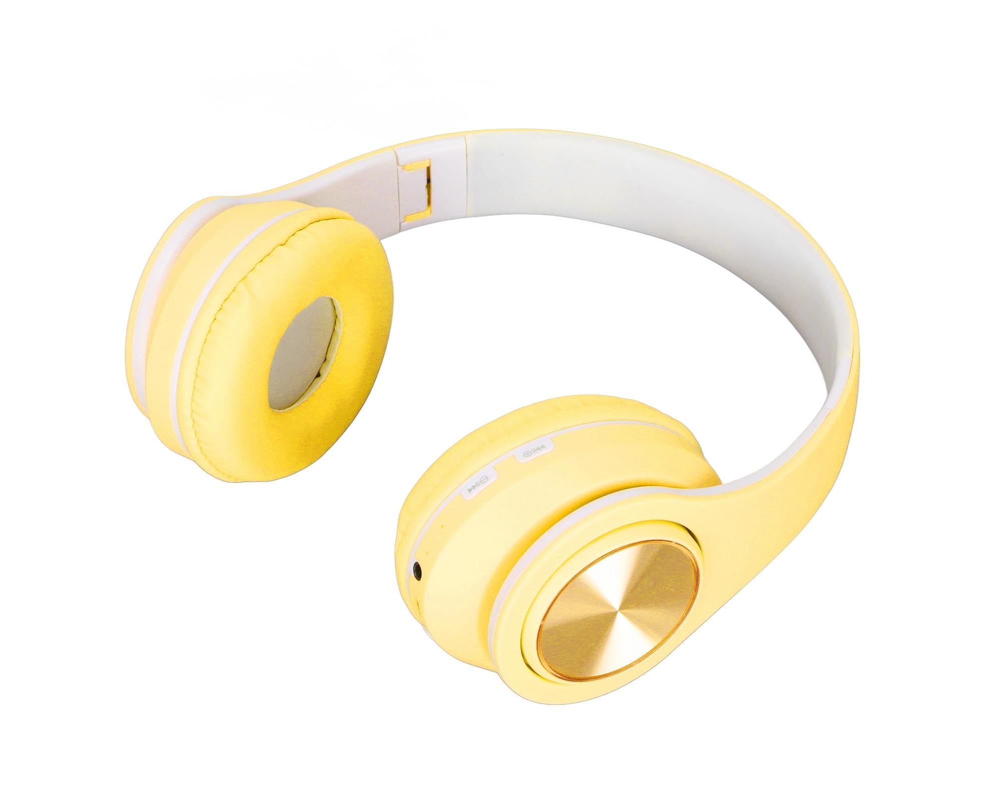 Bluetooth Headset Noise Reduction Foldable Over Ear Wireless Headphone with Colorful Light for Phone Laptop Yellow - Image 4