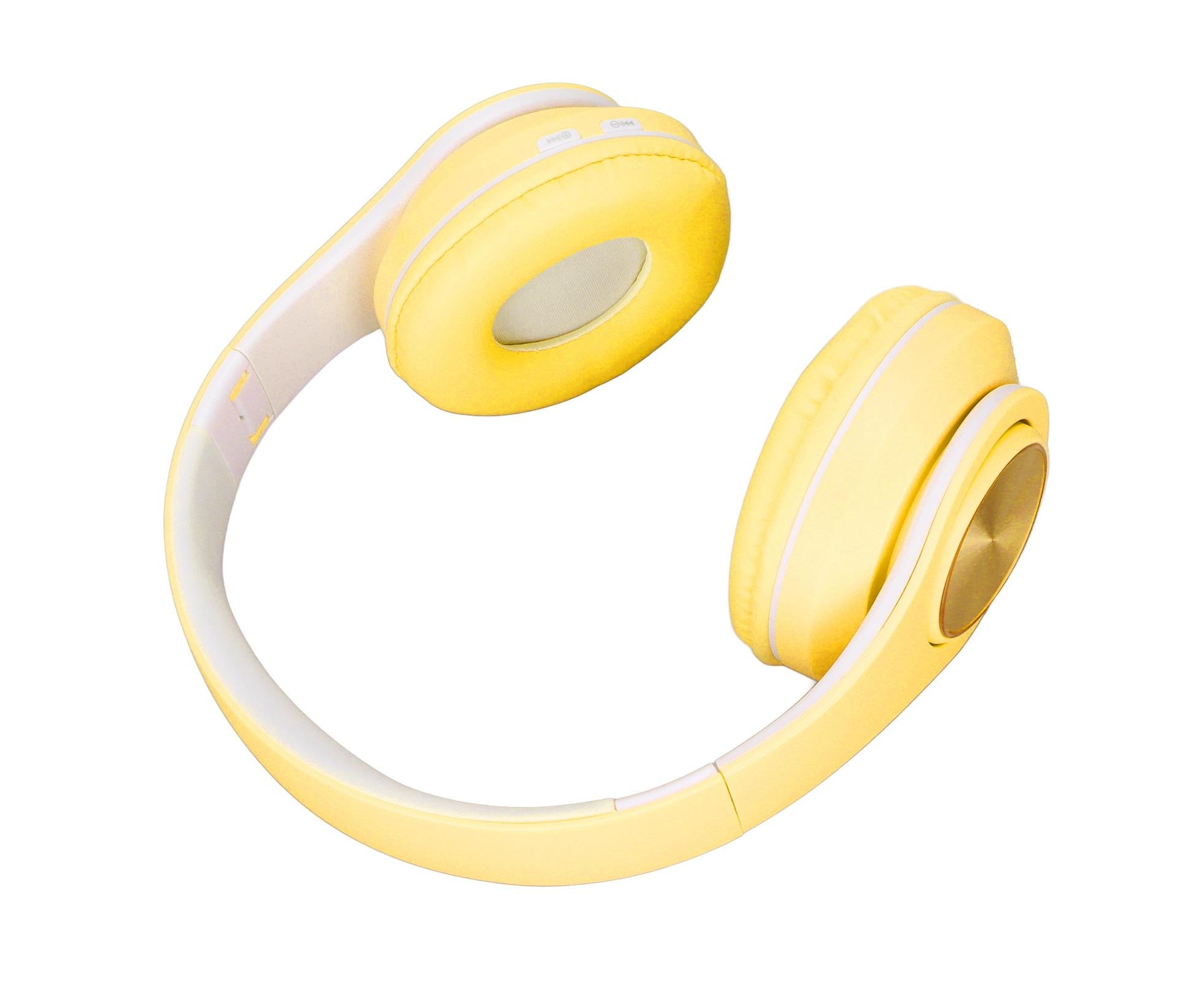 Bluetooth Headset Noise Reduction Foldable Over Ear Wireless Headphone with Colorful Light for Phone Laptop Yellow - Image 5