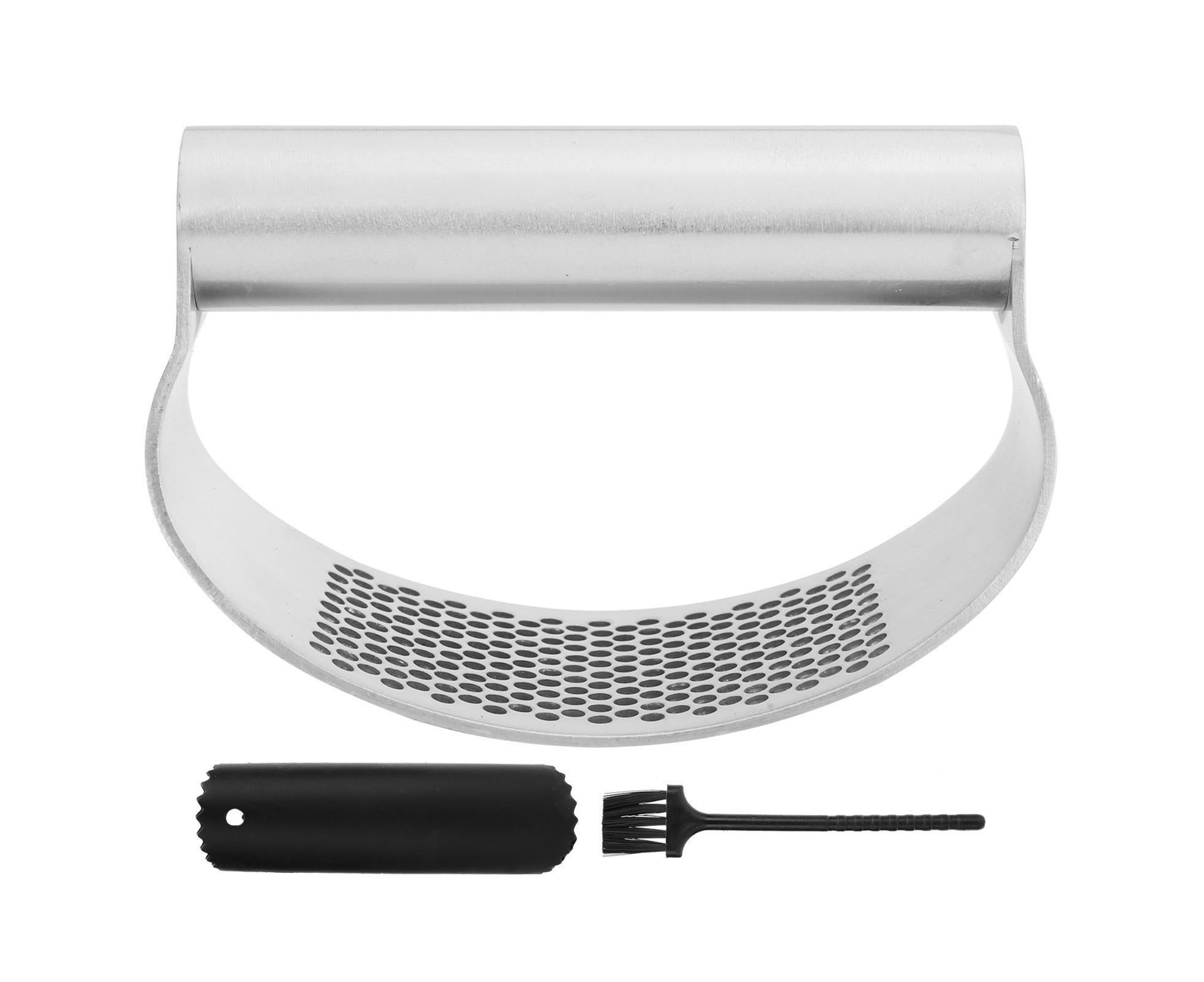 Manual Garlic Press Masher Crusher Squeezer with Brush Peeler Kit Kitchen Gadget Set - Image 1