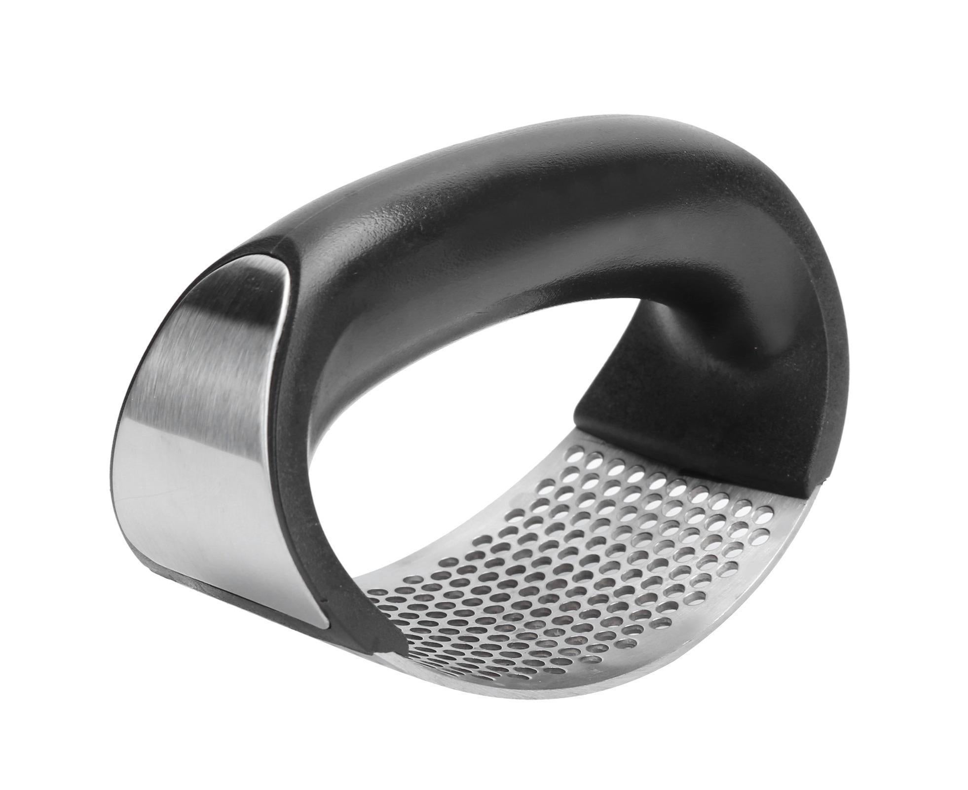 Stainless Steel Garlic Press Mincer Crusher with Cleaning Brush and Garlic Peeler Kitchen Tool - Image 2