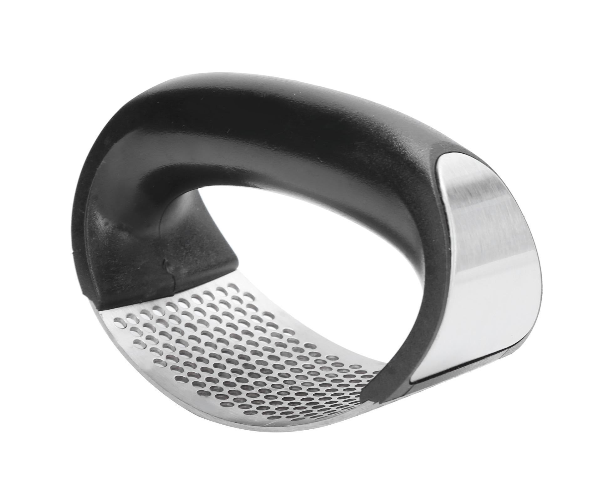 Stainless Steel Garlic Press Mincer Crusher with Cleaning Brush and Garlic Peeler Kitchen Tool - Image 3