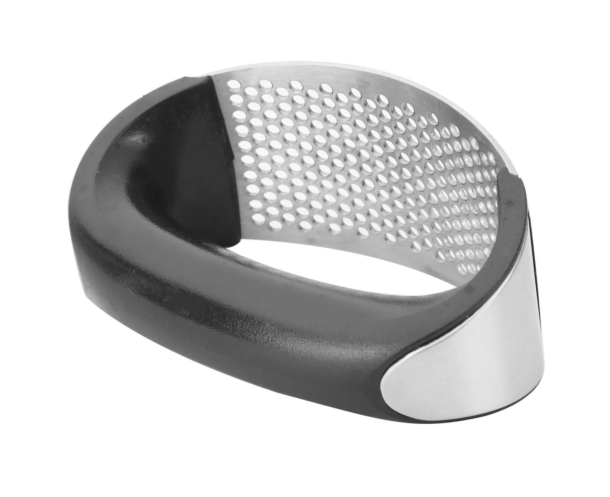 Stainless Steel Garlic Press Mincer Crusher with Cleaning Brush and Garlic Peeler Kitchen Tool - Image 4